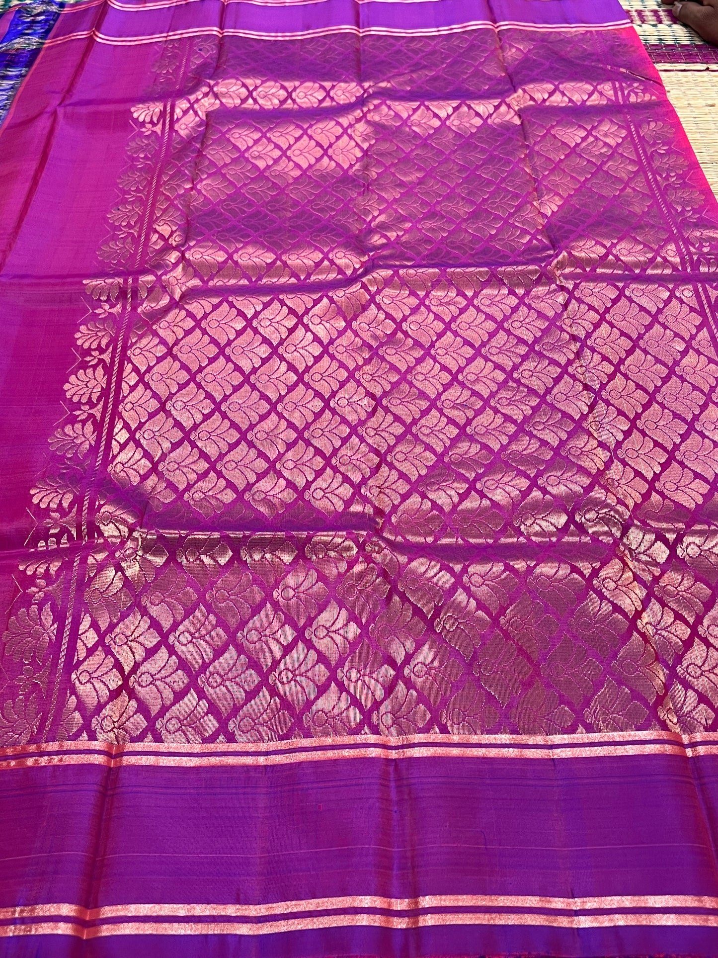Pink & purple Kanchi silk saree