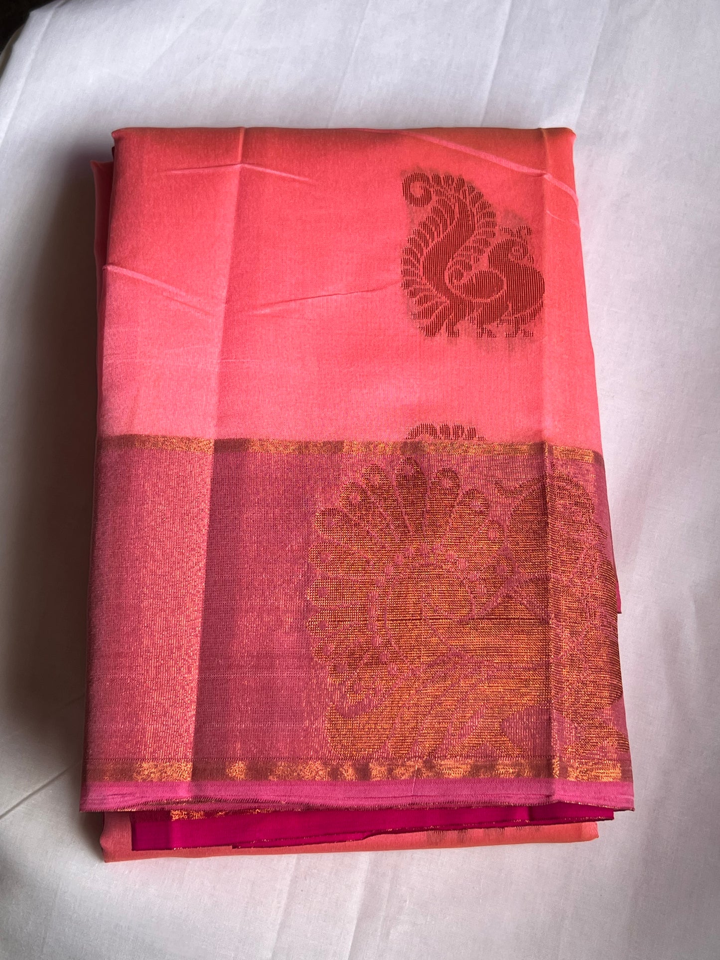 Pink semi silk cotton saree