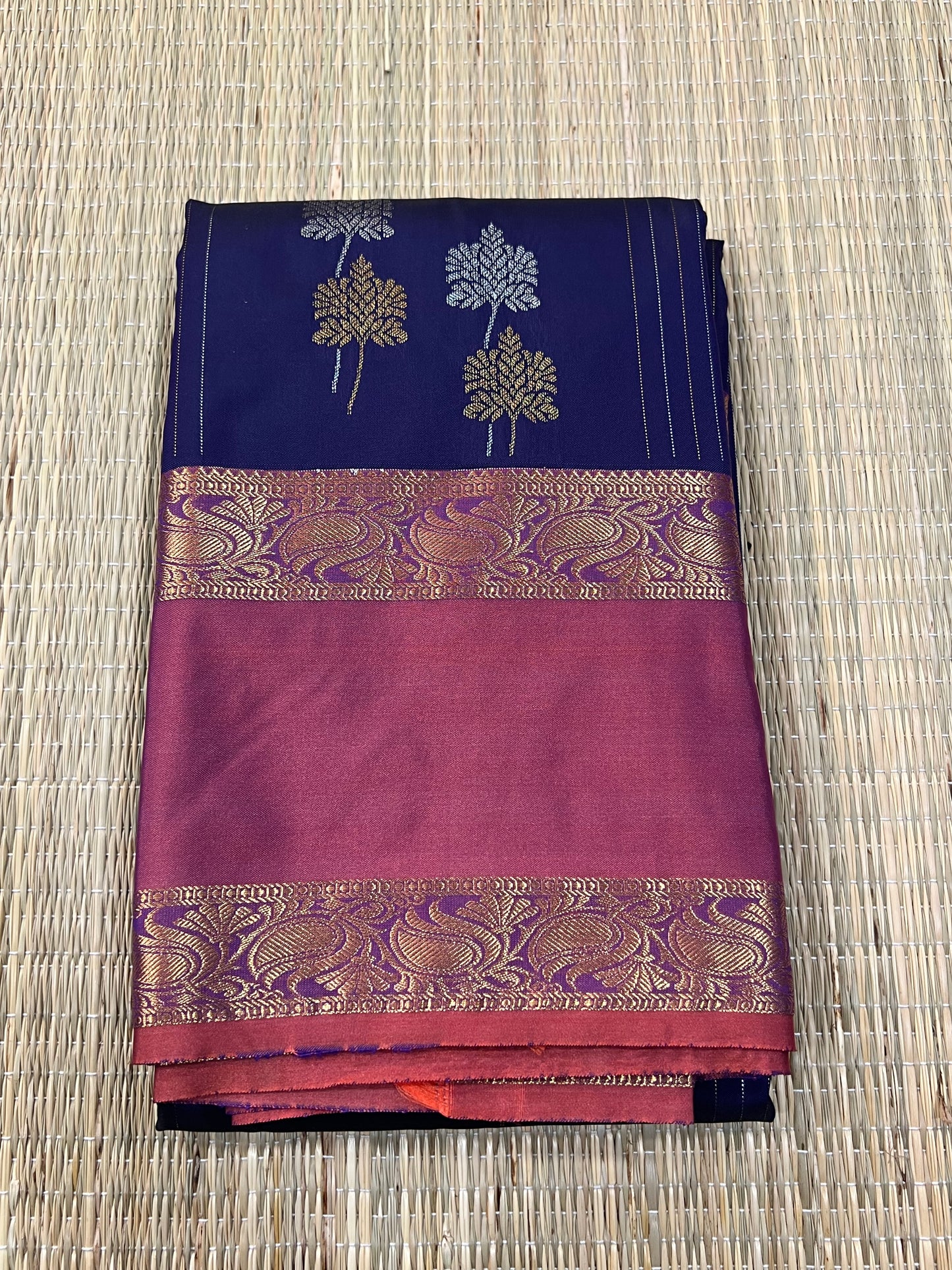 Navy blue semi silk saree