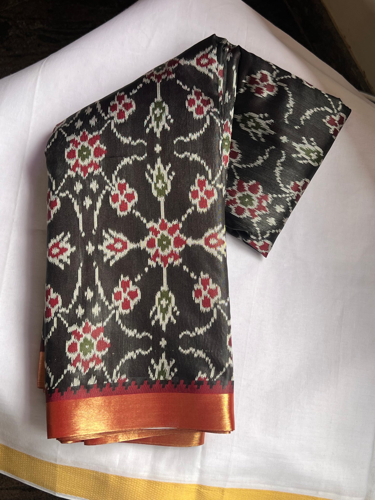 Black semi patola silk saree