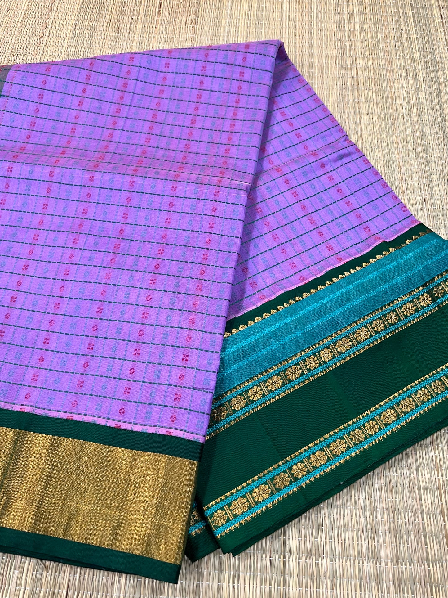 Lavender green silk cotton