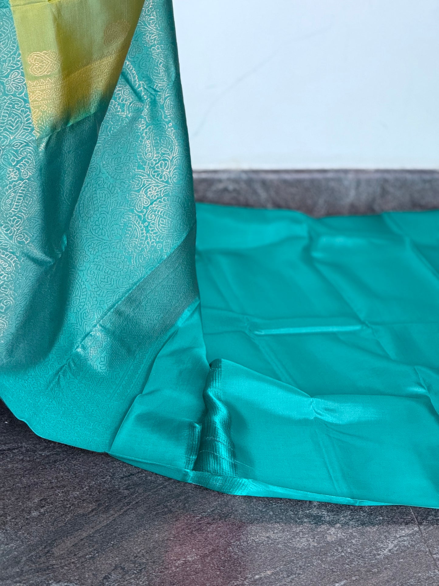 Lime green pure silk saree