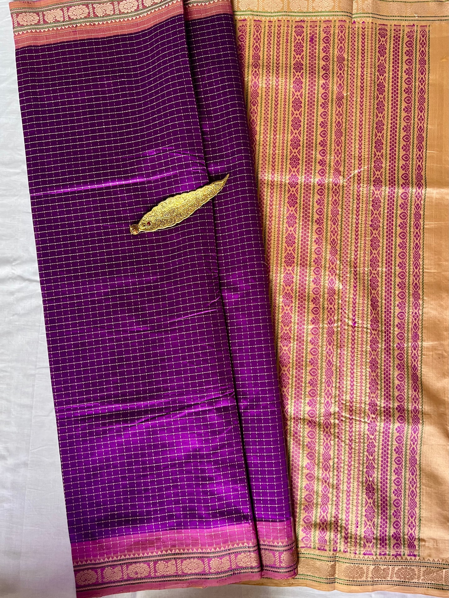 Semi Silk Cotton saree - Purple