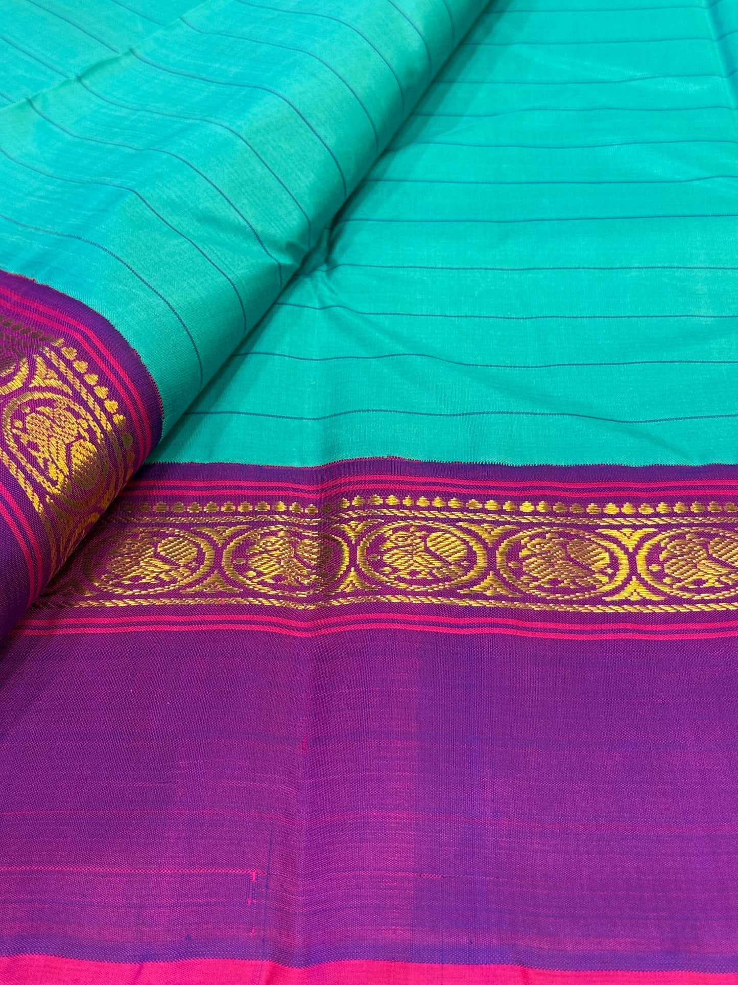Blue & violet pure silk saree