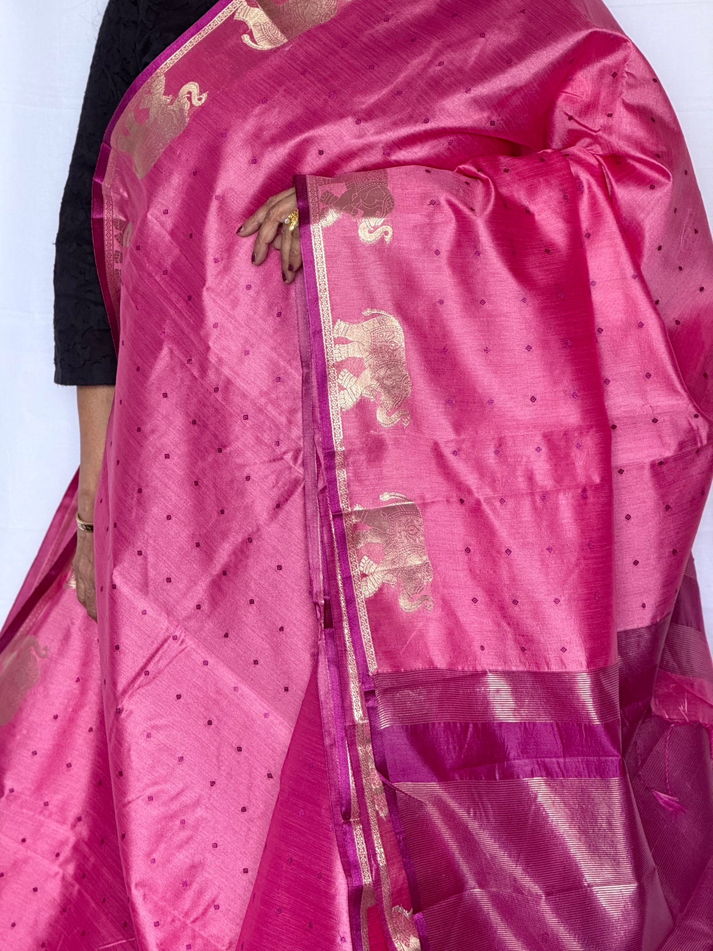 Pink semi tussar saree