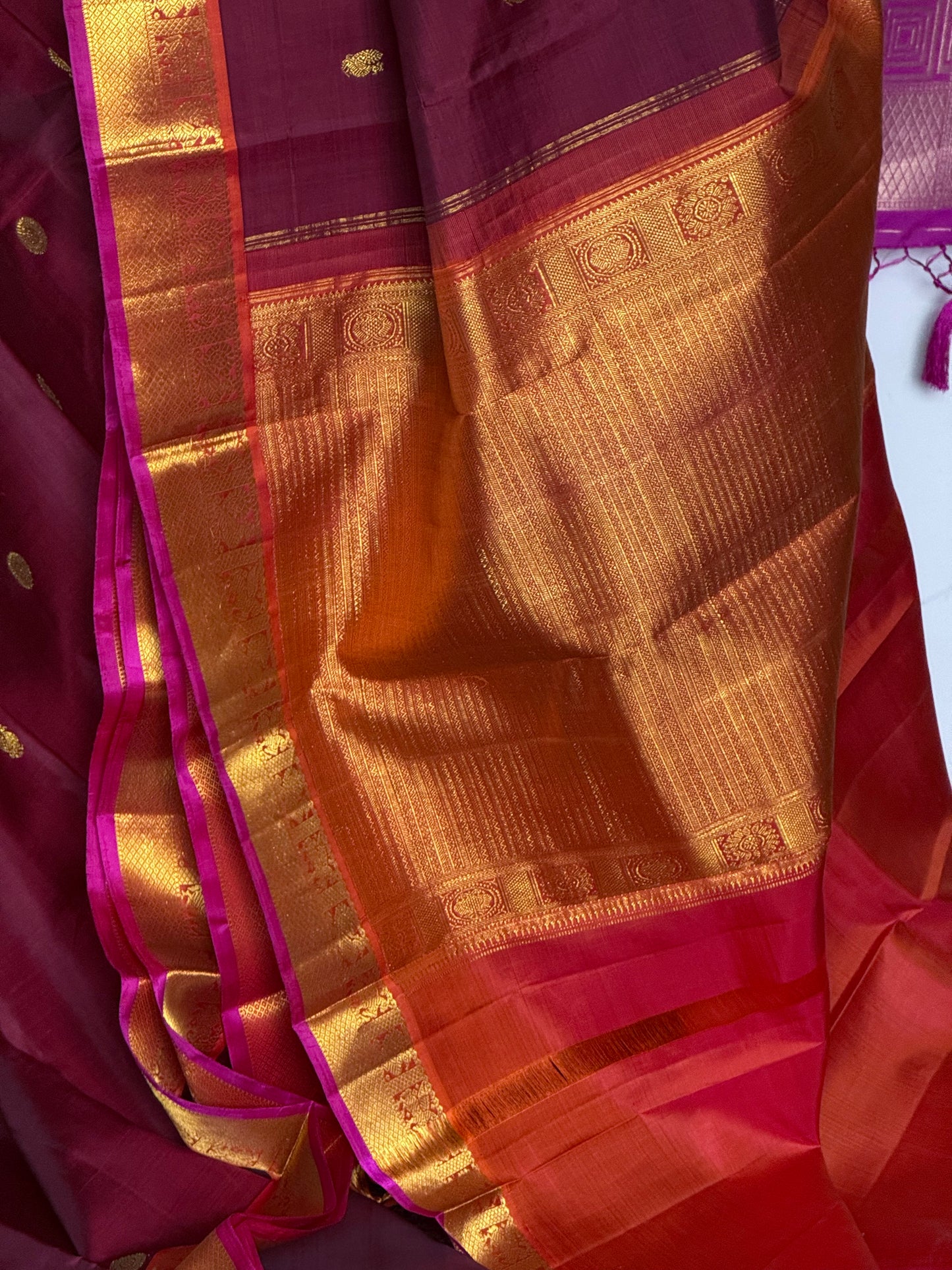 Maroon pure silk saree