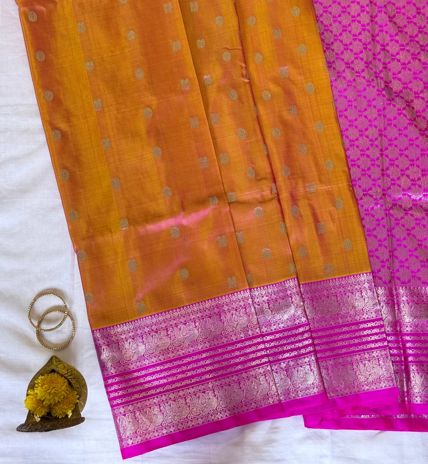 Orange Venkatagiri Silk Saree