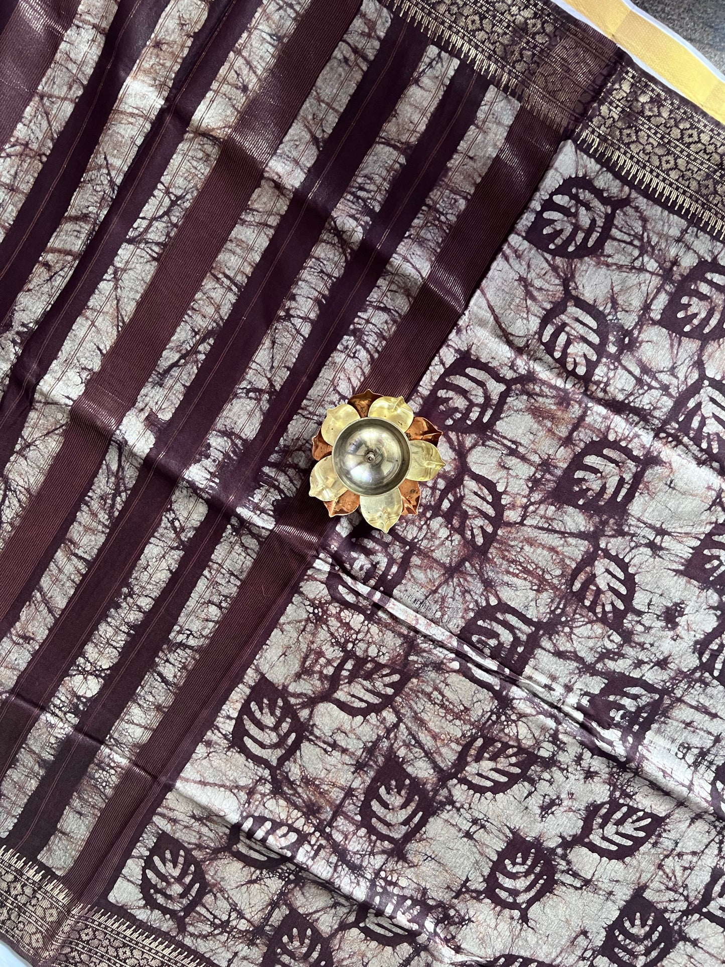 Wine semi Tussar silk saree