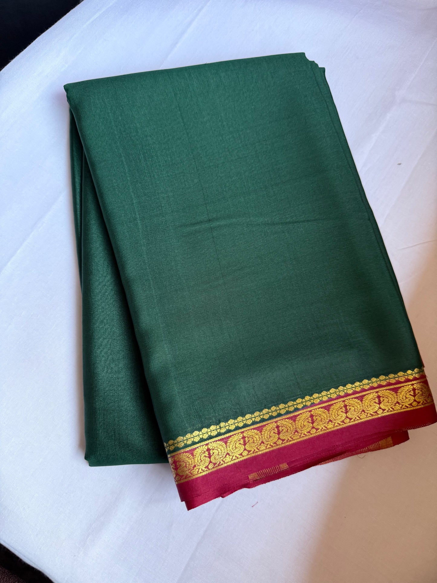 Dark green mysore silk saree