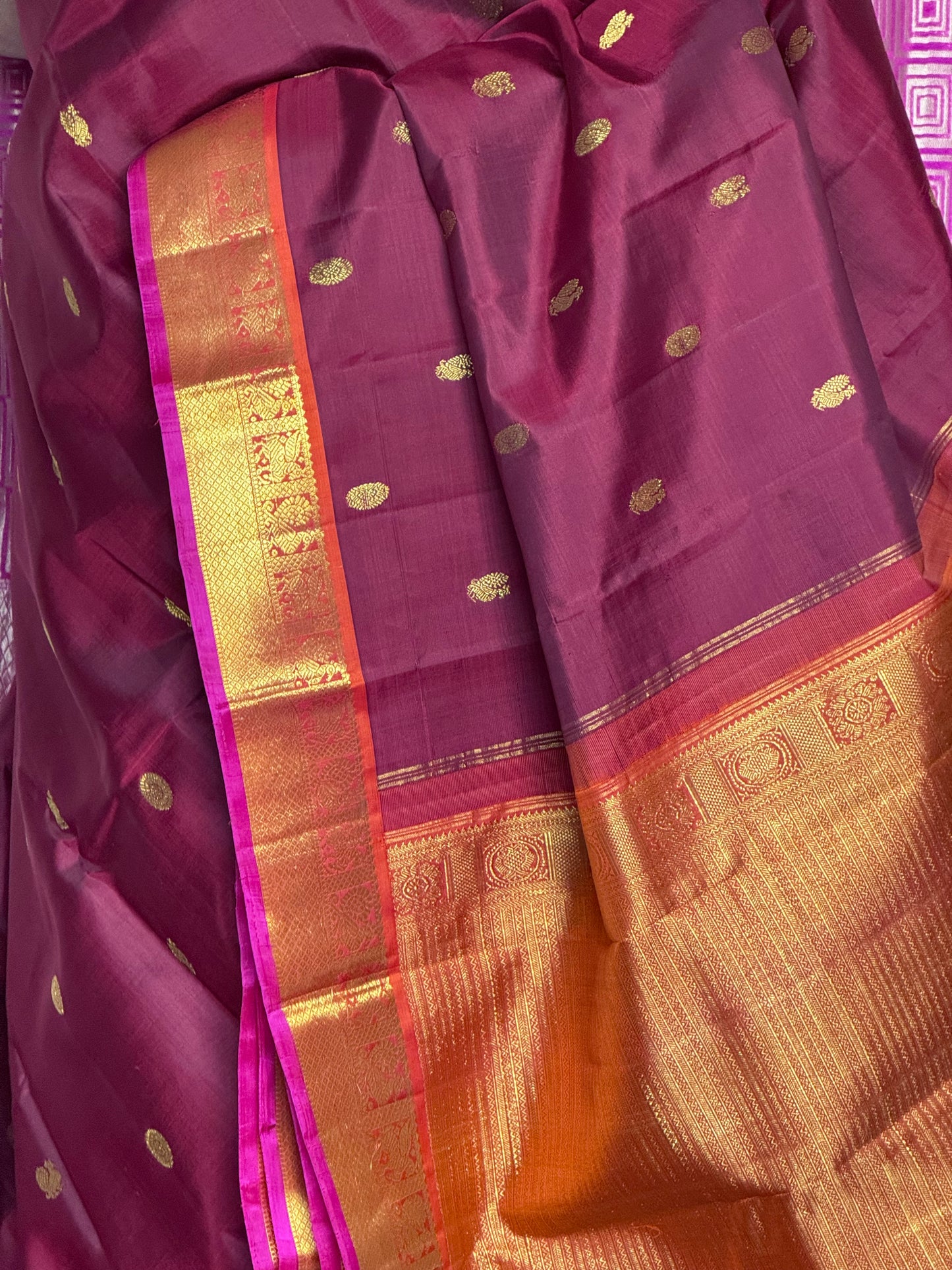 Maroon pure silk saree