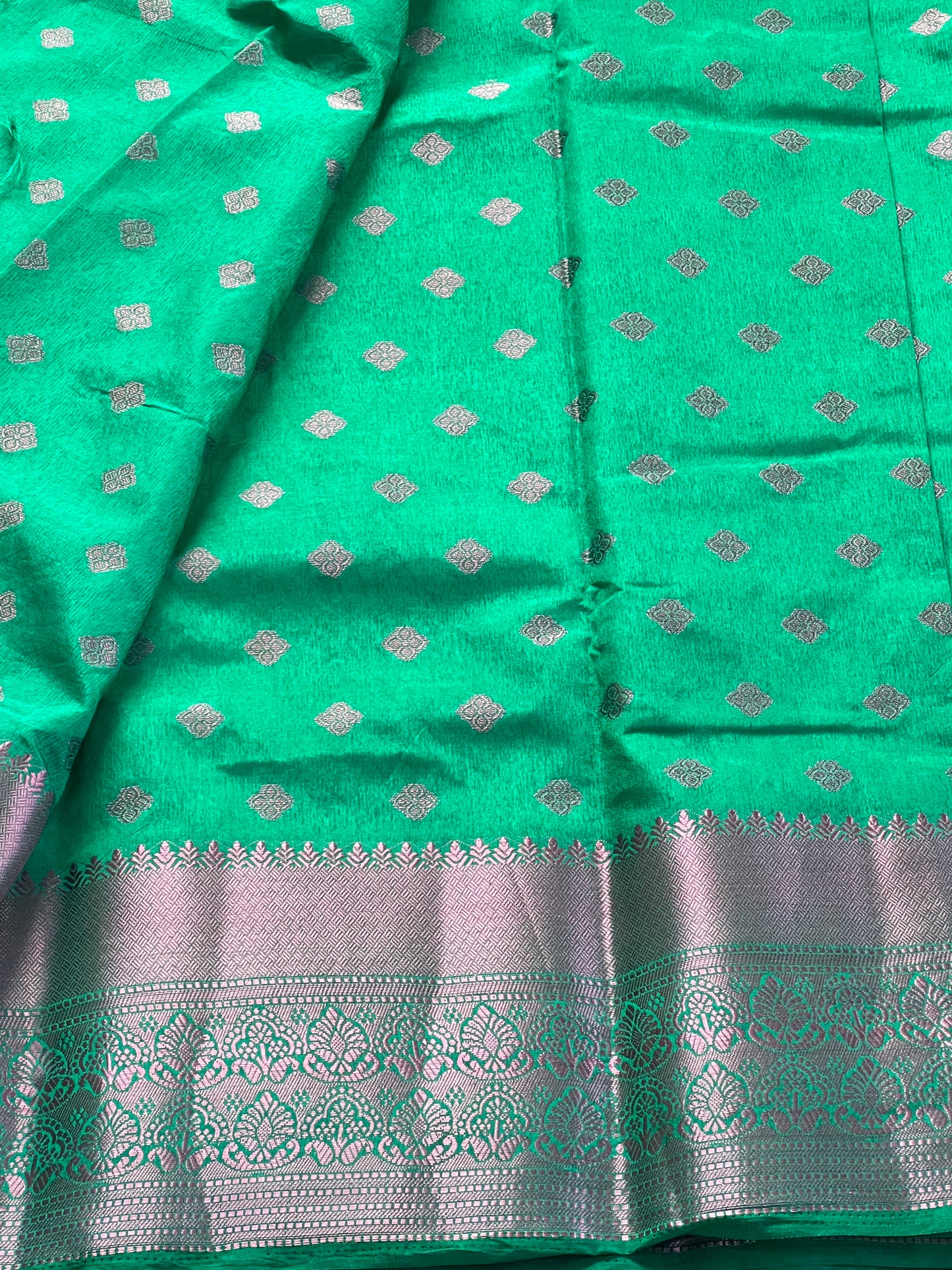 sage Green motif semi silk cotton saree