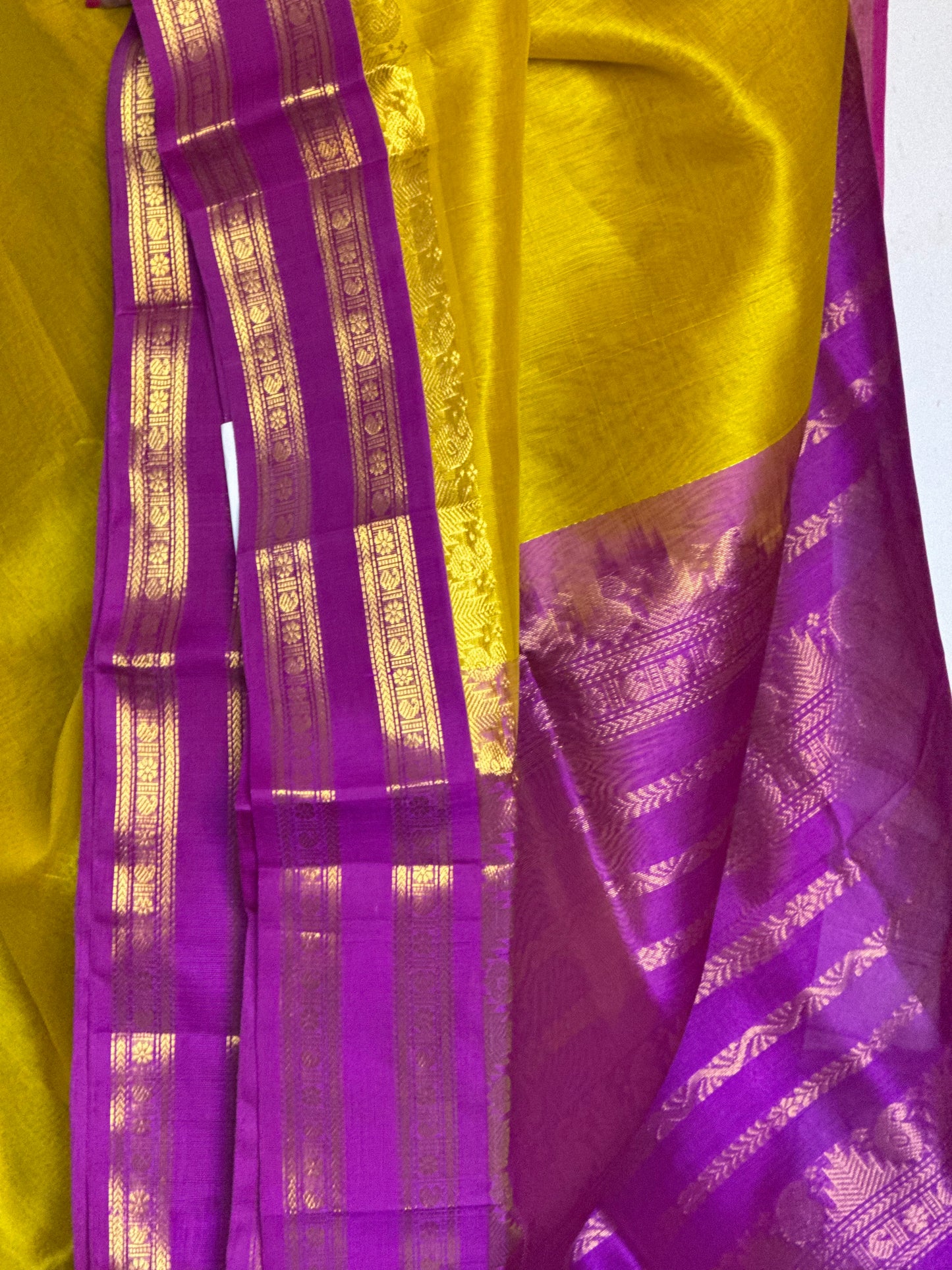 Yellow korwai silk cotton