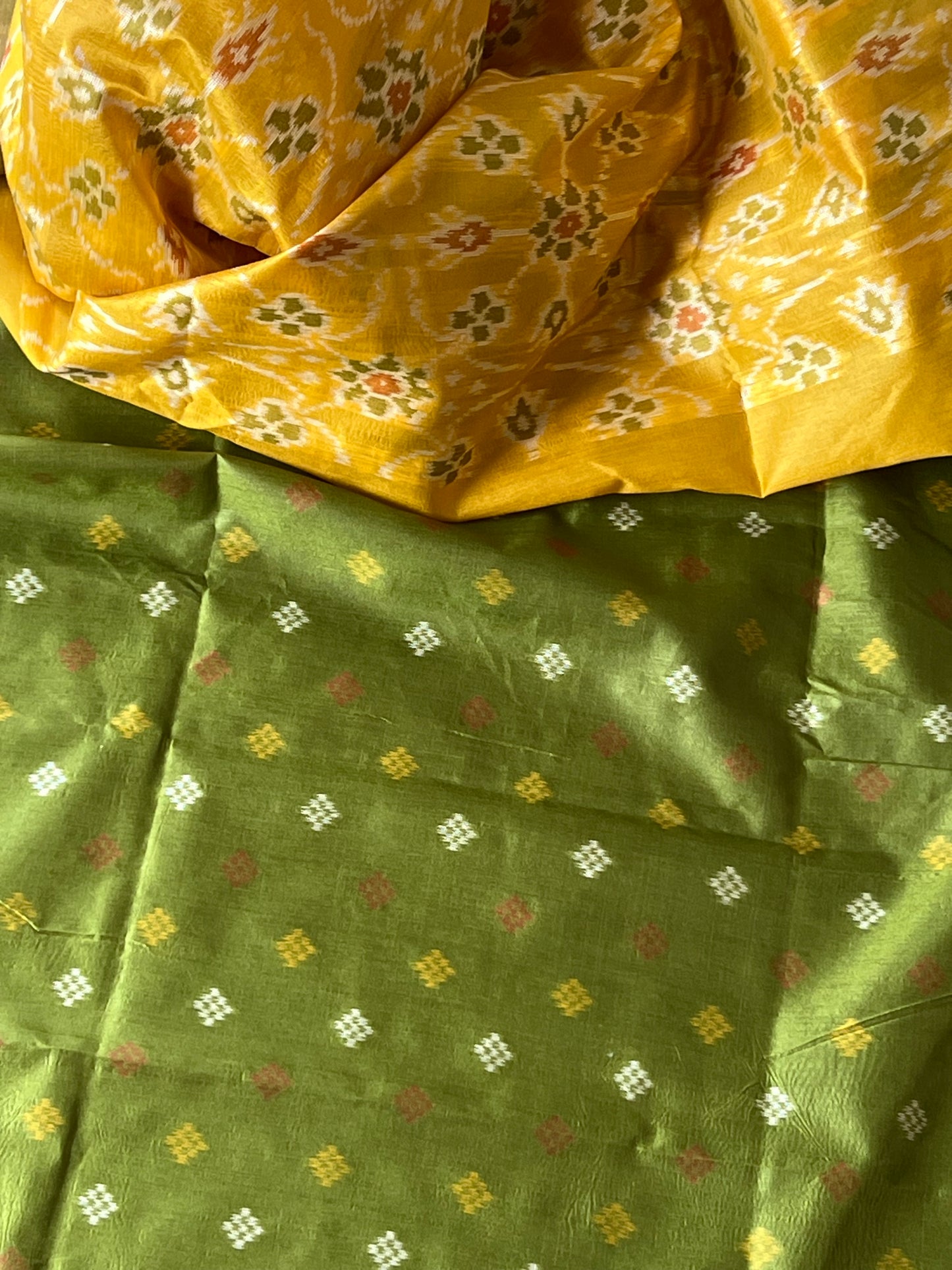 Mustard Semi patola silk saree