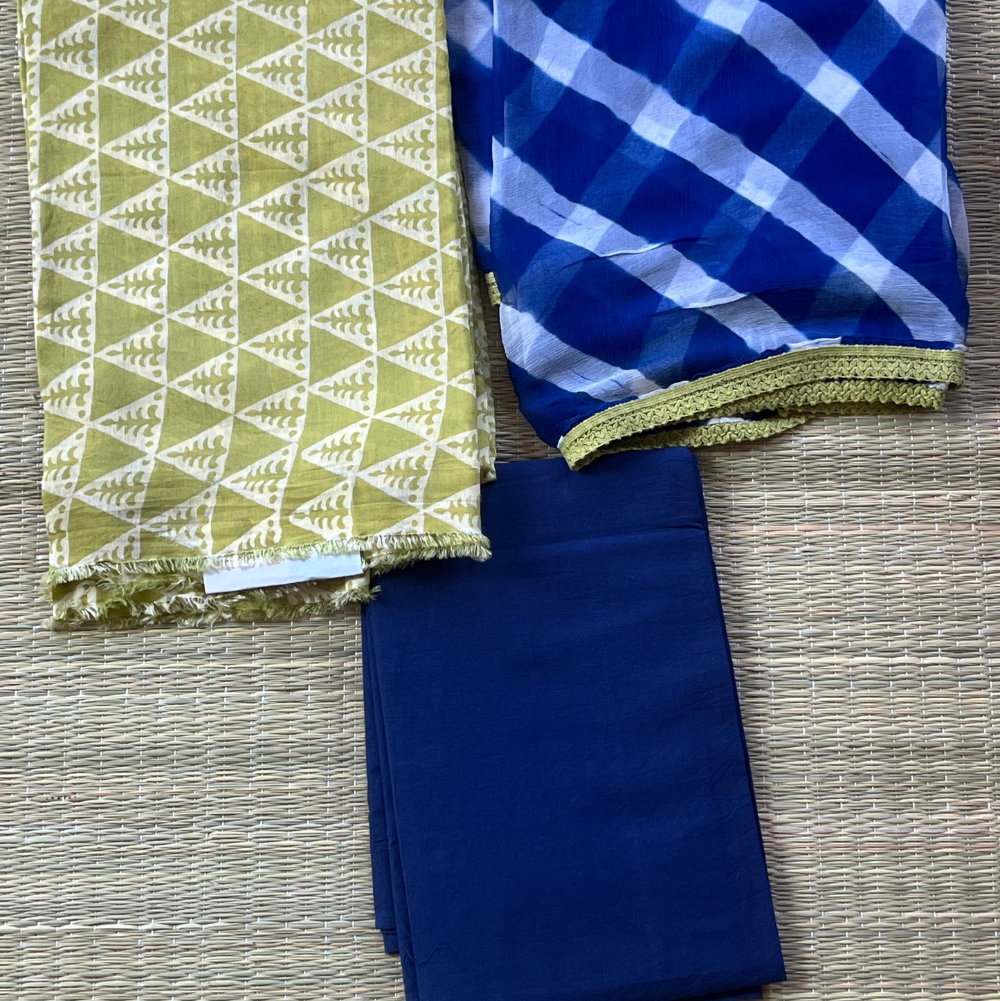 Lime green blue material set