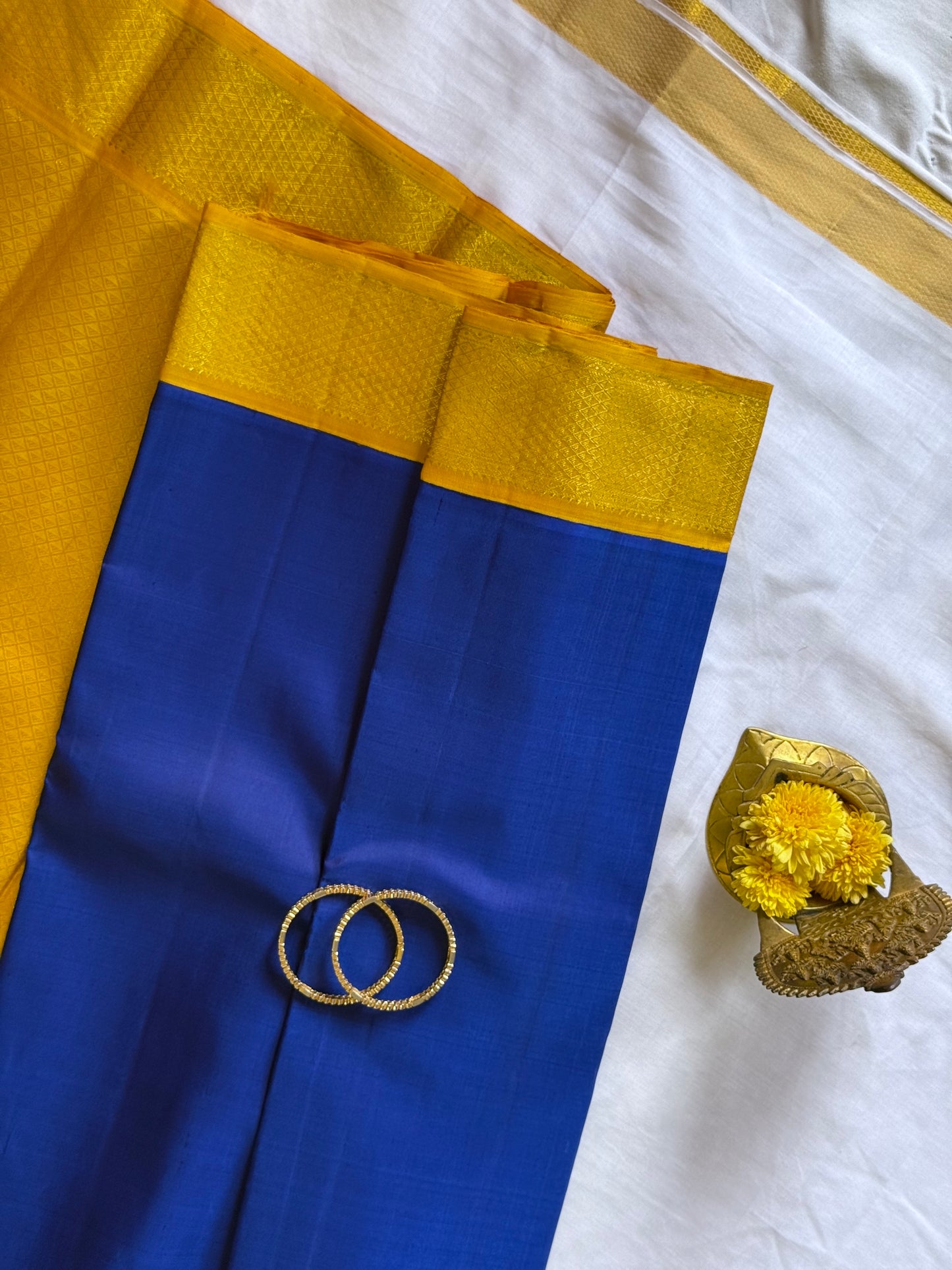 Blue & Rich Yellow Pure Kanjivaram Silk