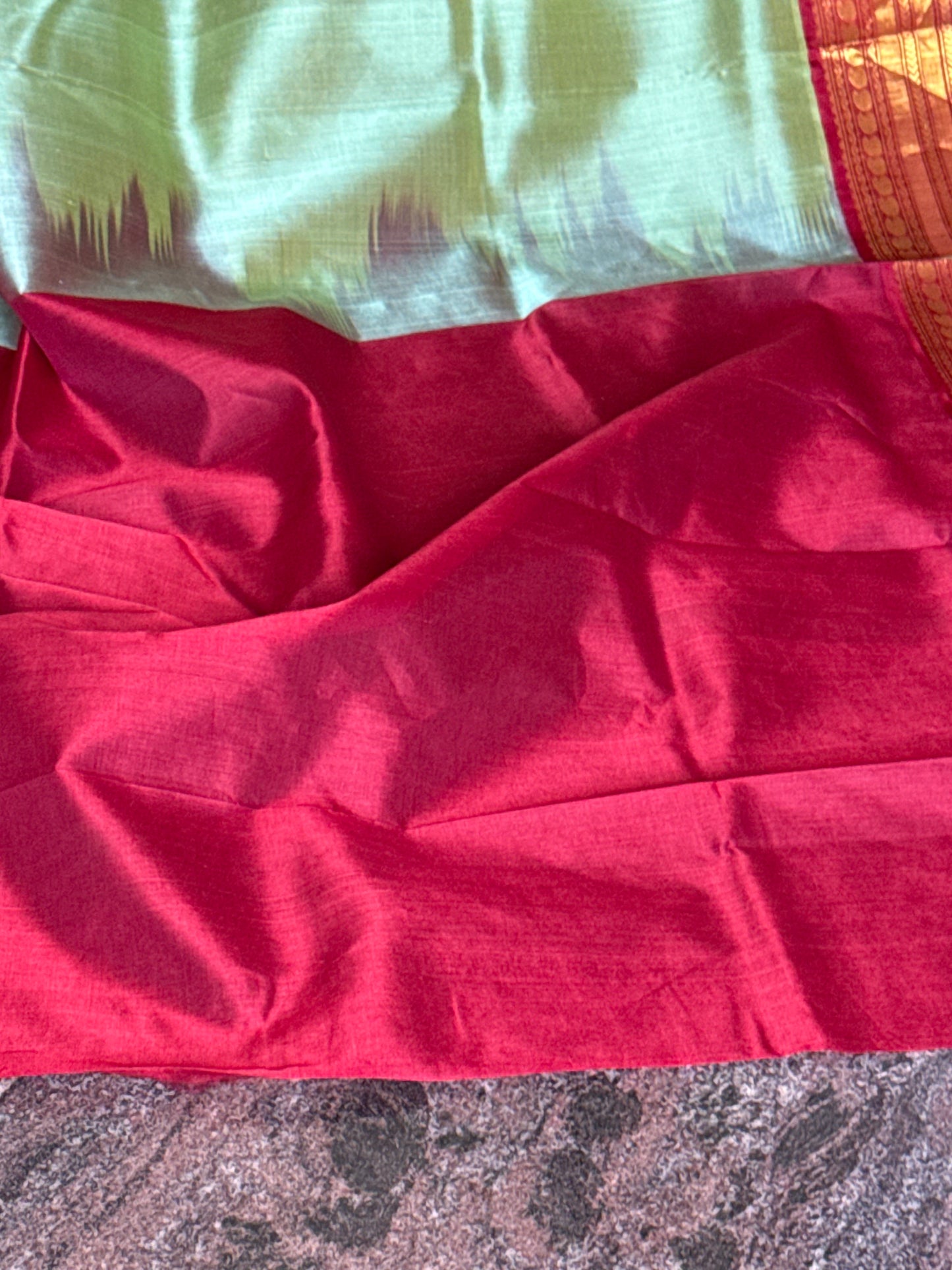Green maroon Silk cotton Saree
