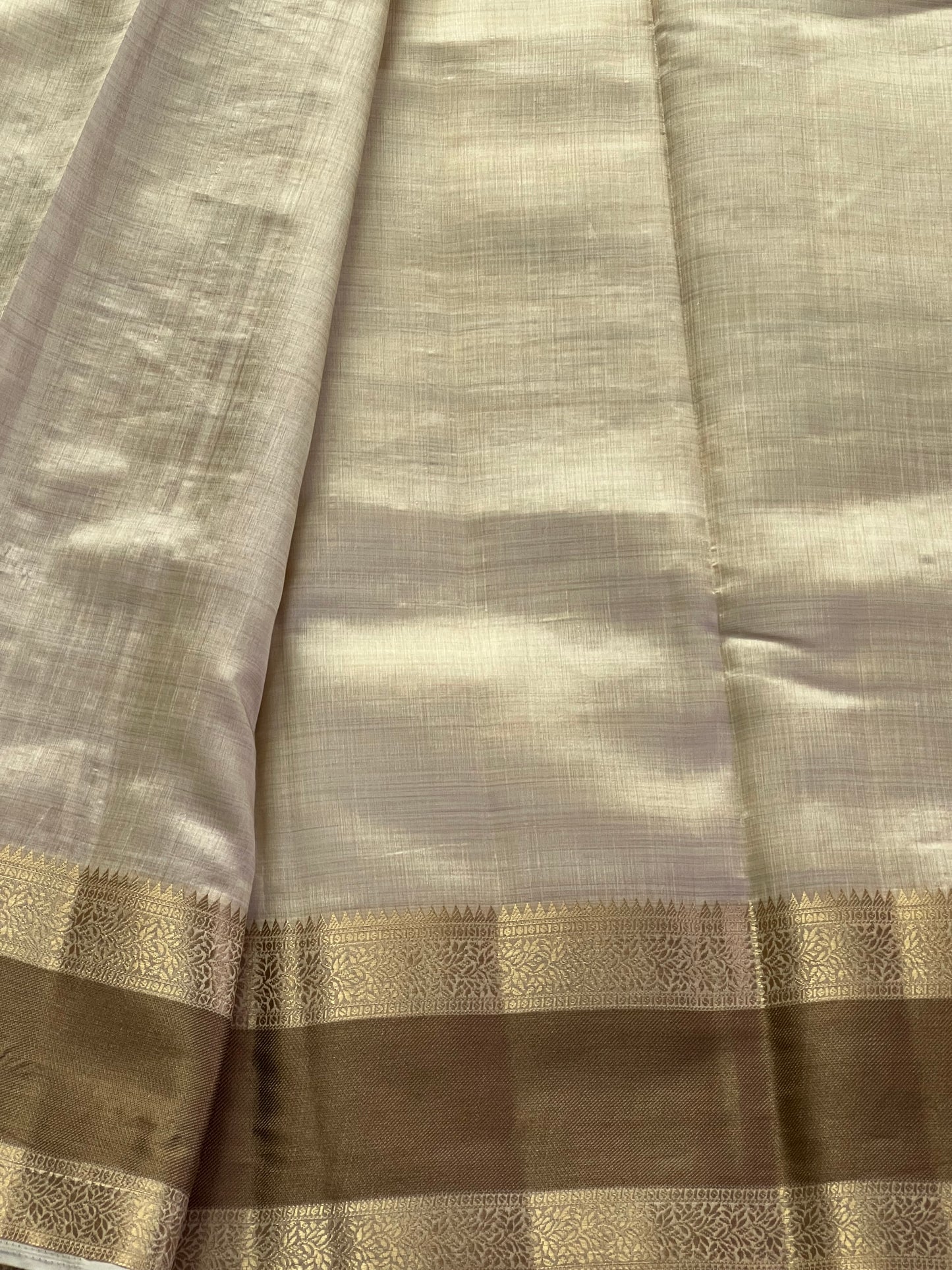 Pearl white semi silk cotton saree