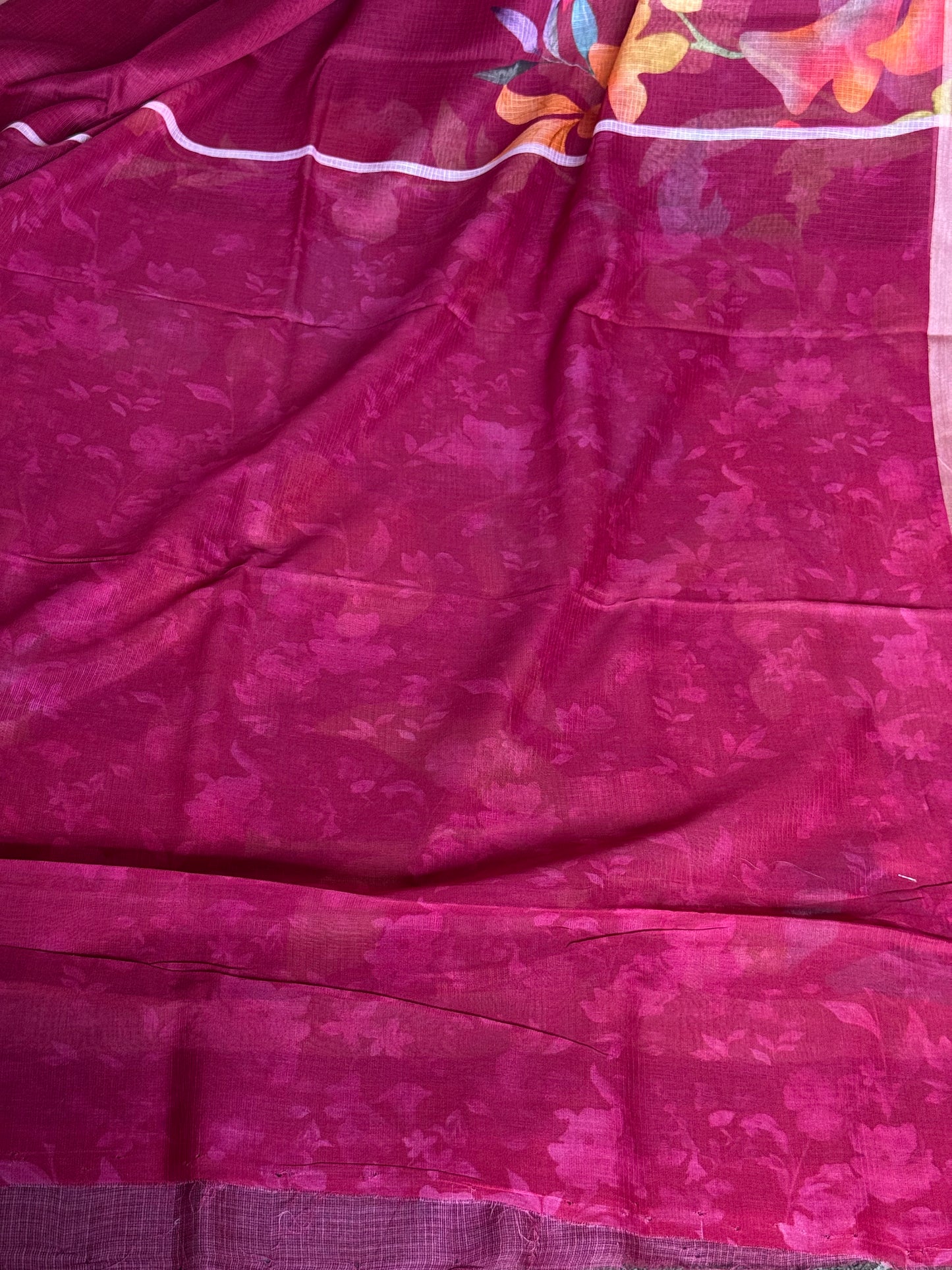 Floral printed kota cotton saree