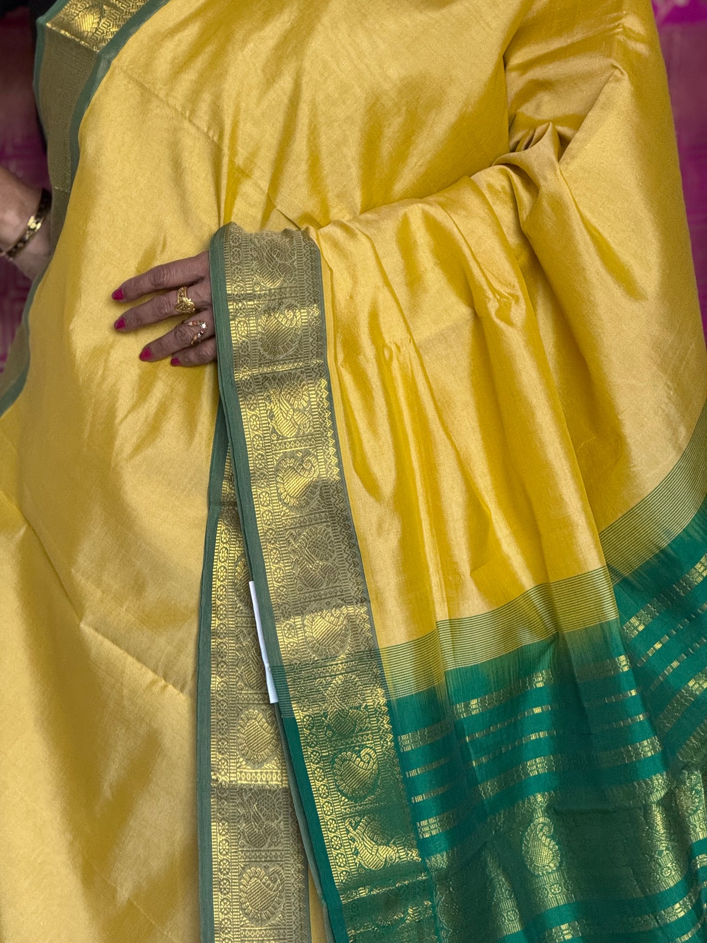 Yellow silk saree