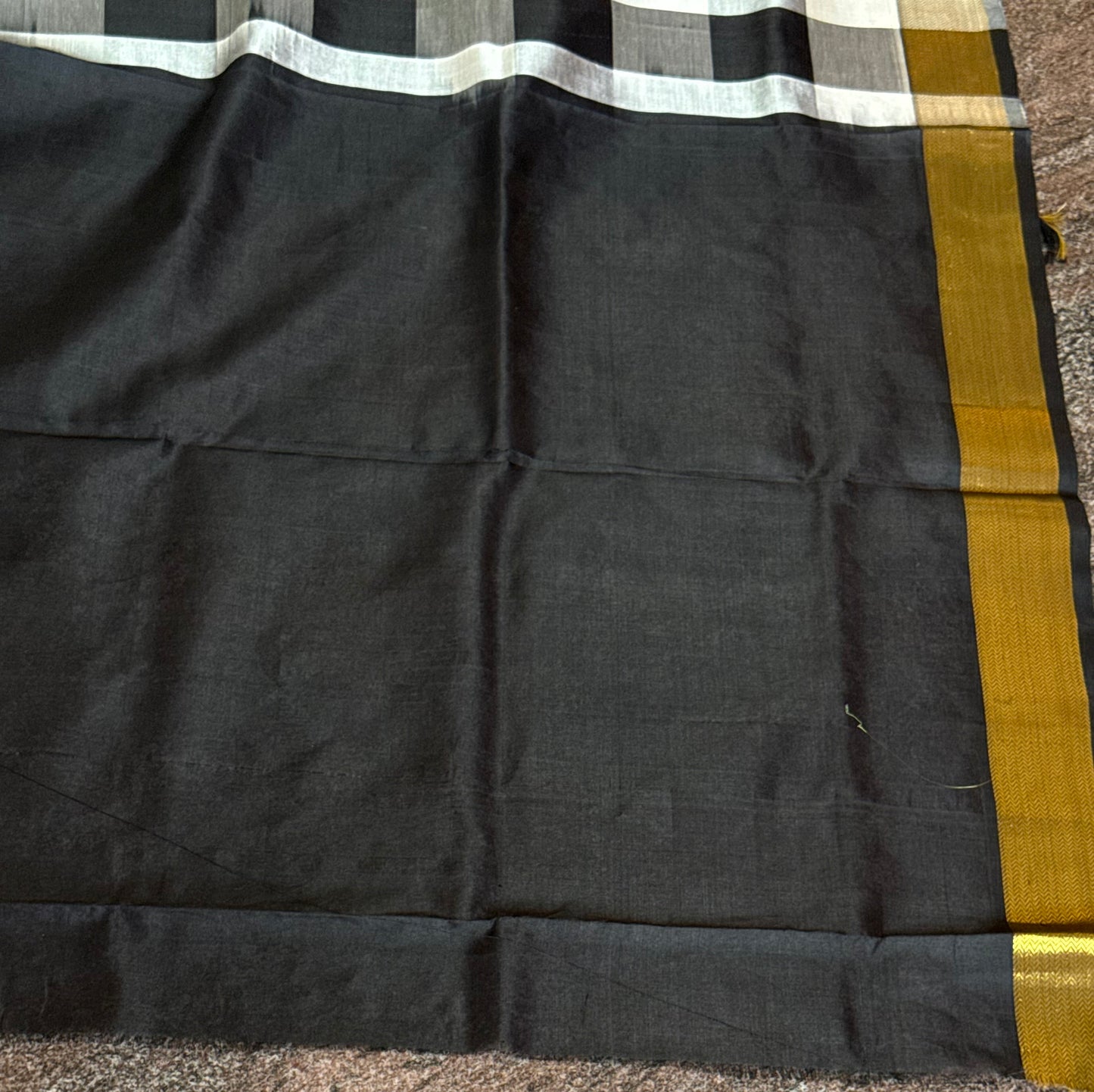 Black & White checks silk cotton saree