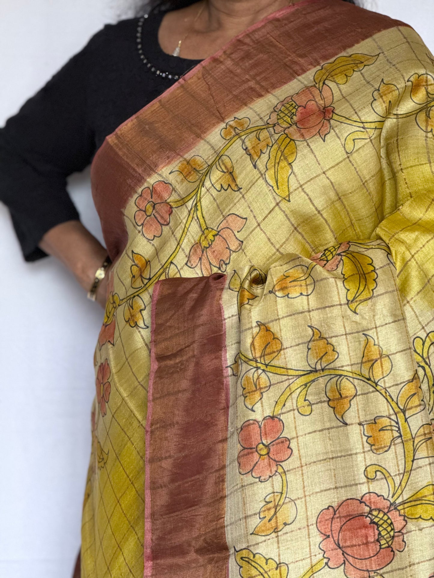 Hand Painted Tussar Silk saree