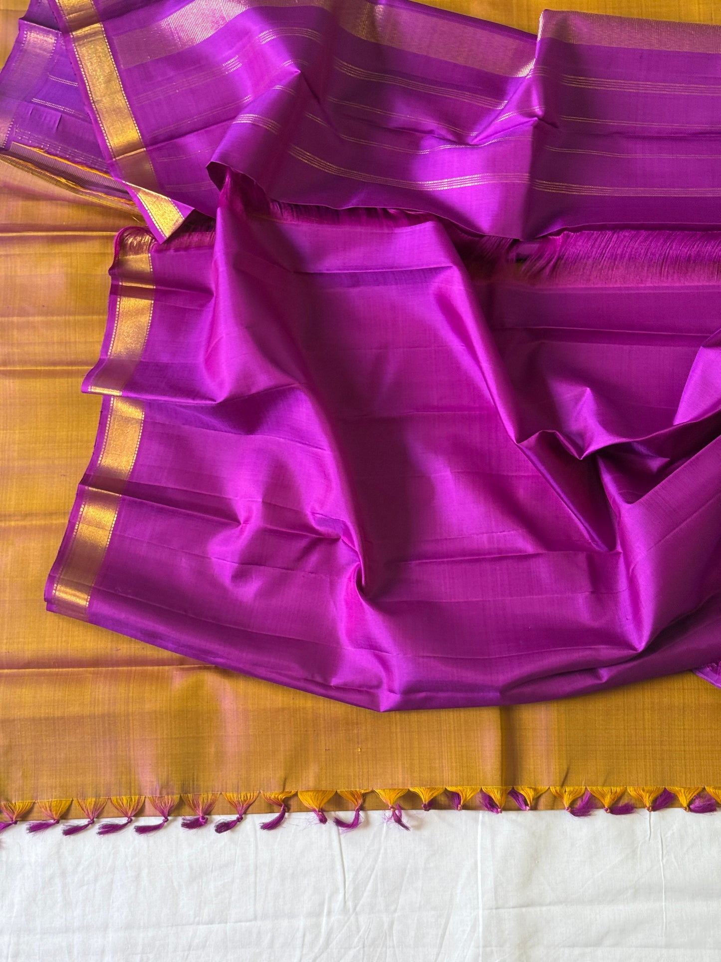 Mustard Kanjivaram Silk With Bavanji Border