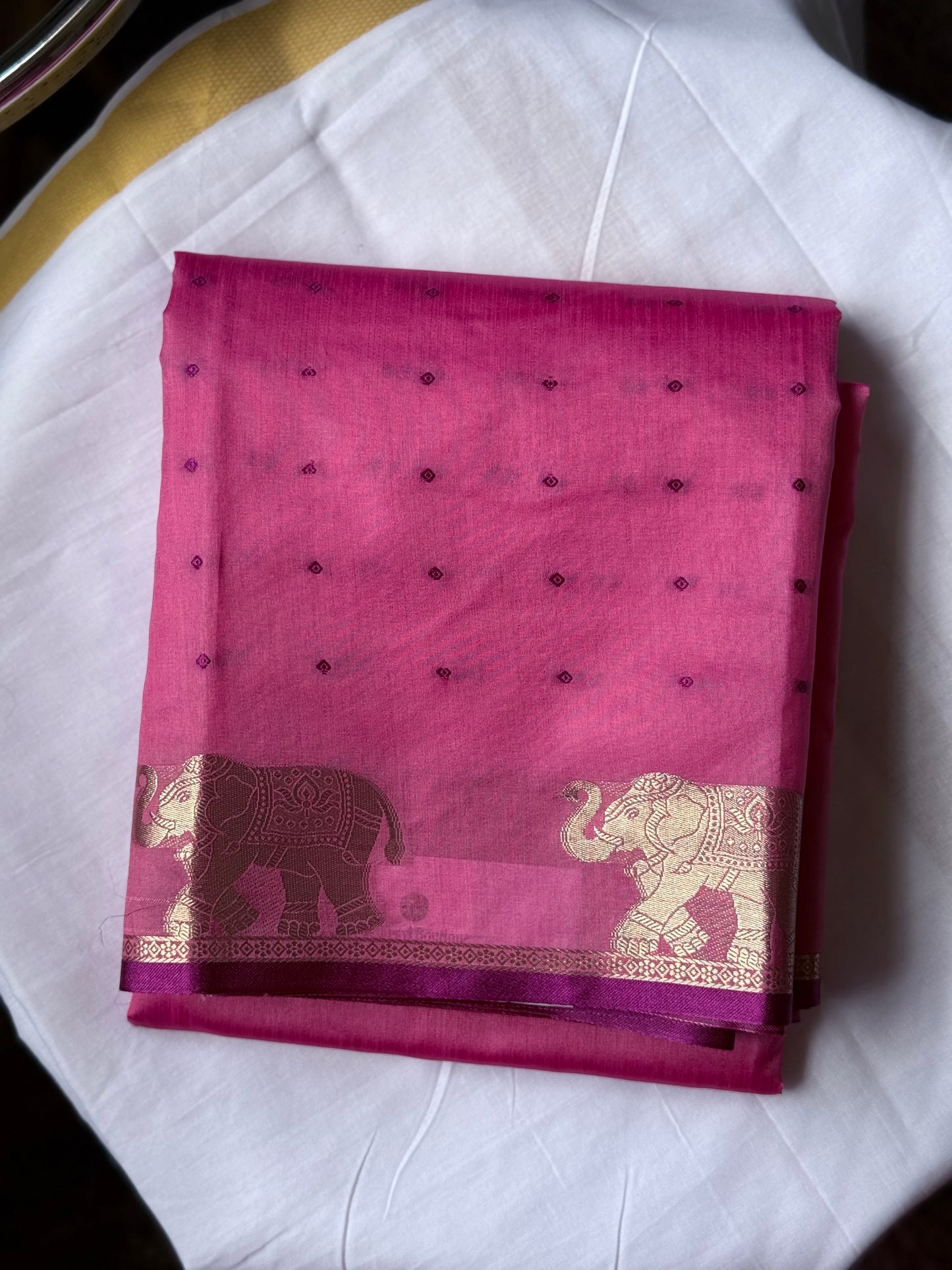 Pink semi tussar saree