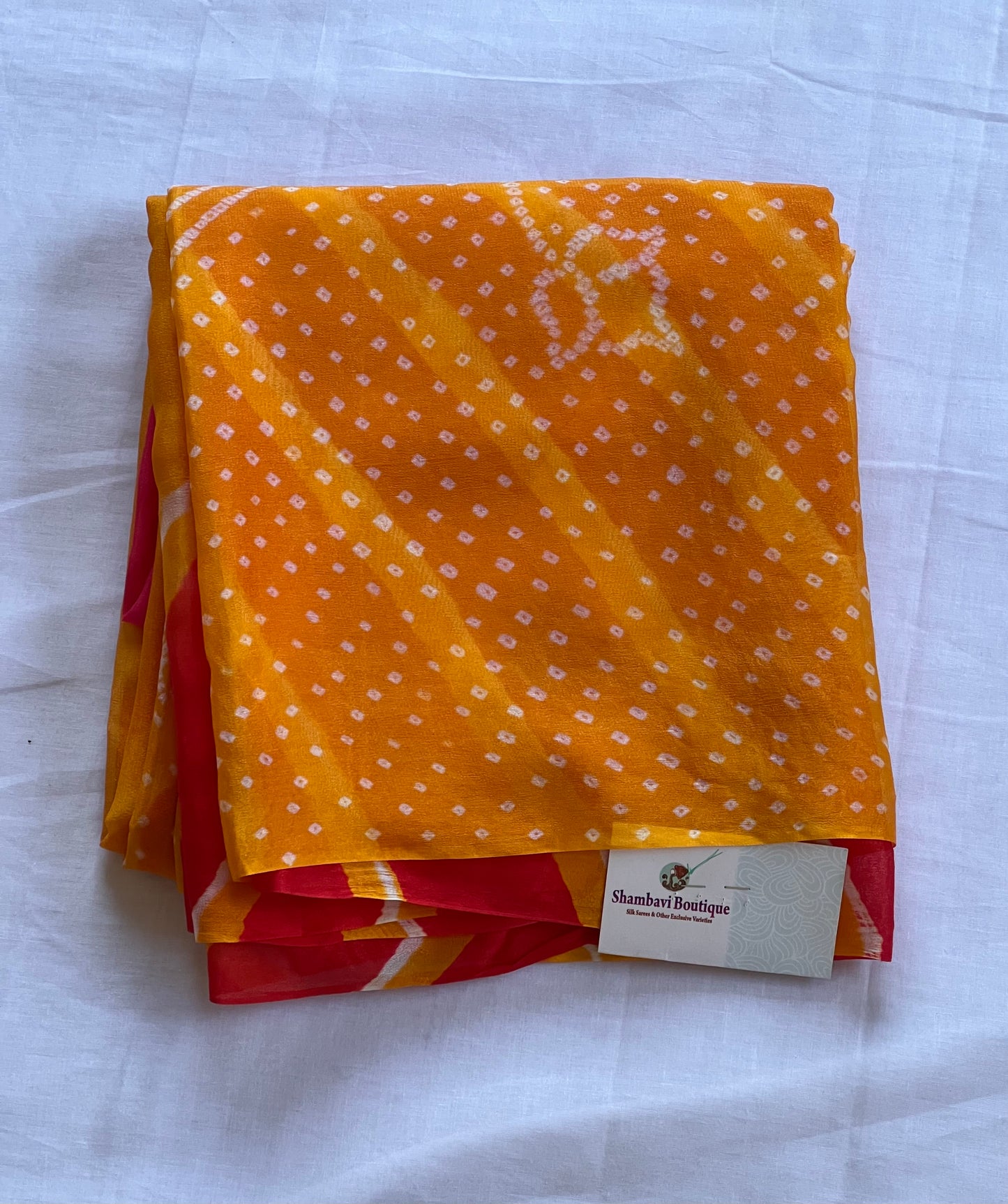 Orange and red chiffon saree