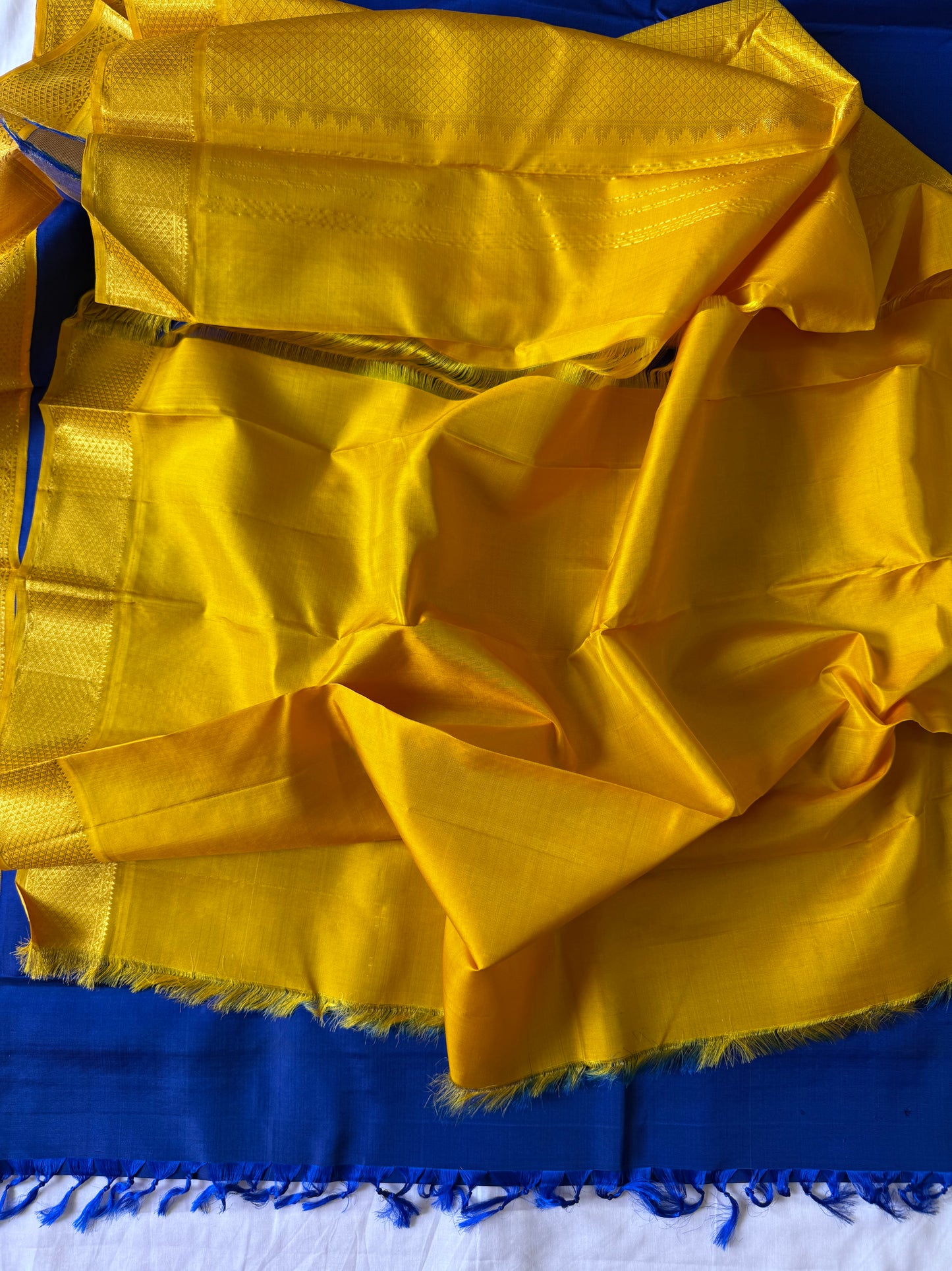 Blue & Rich Yellow Pure Kanjivaram Silk