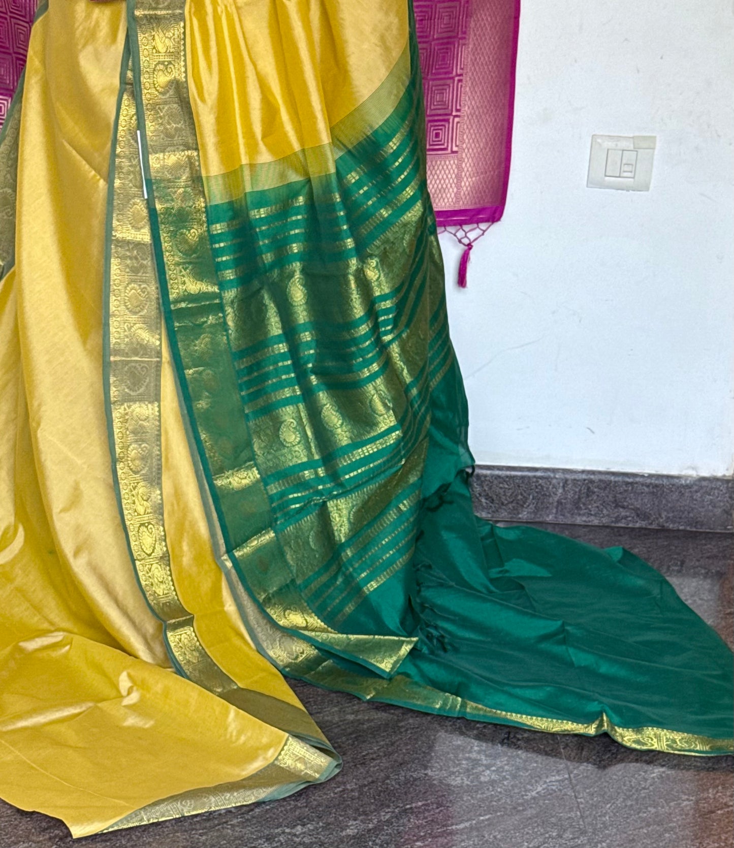 Yellow silk saree