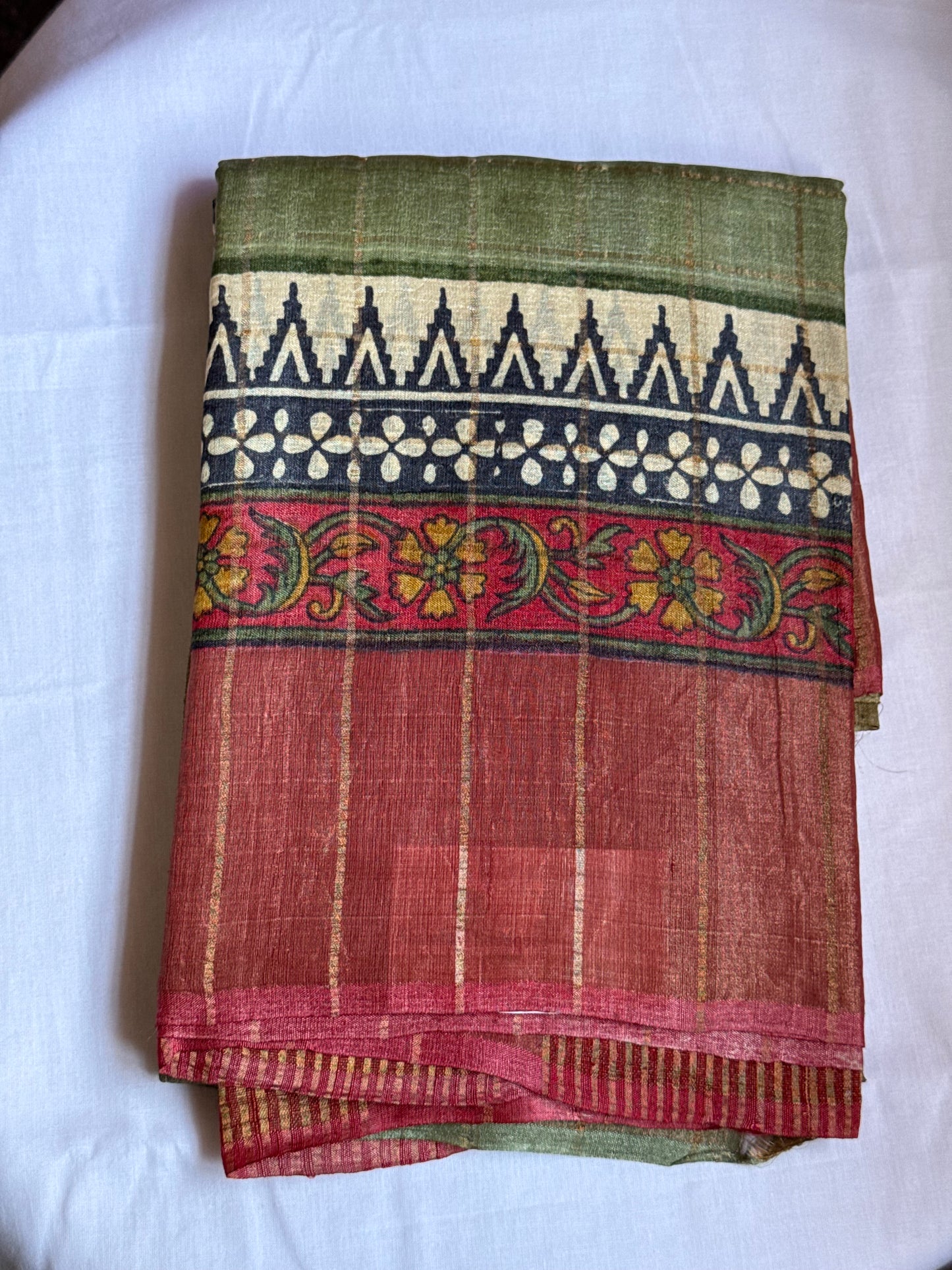 Green tussar silk saree
