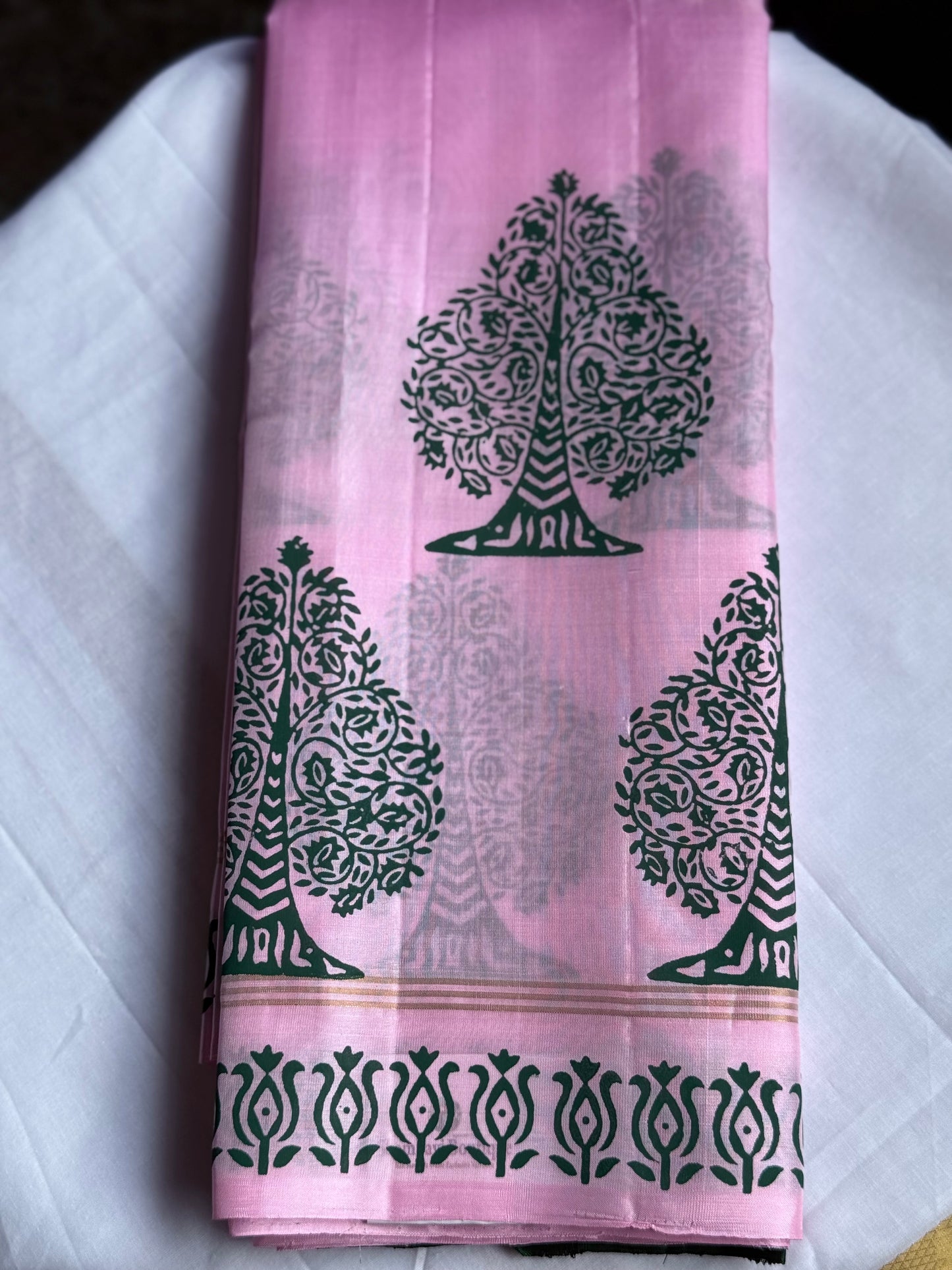 Soft Silk saree - Tree block print