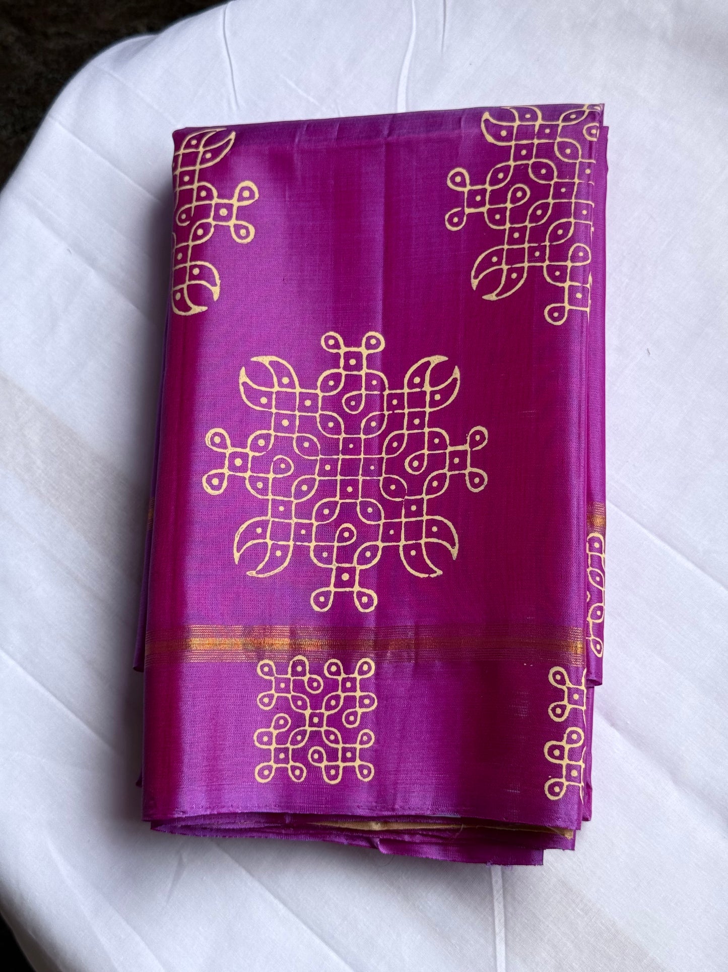 Soft Silk saree - Kolam block print