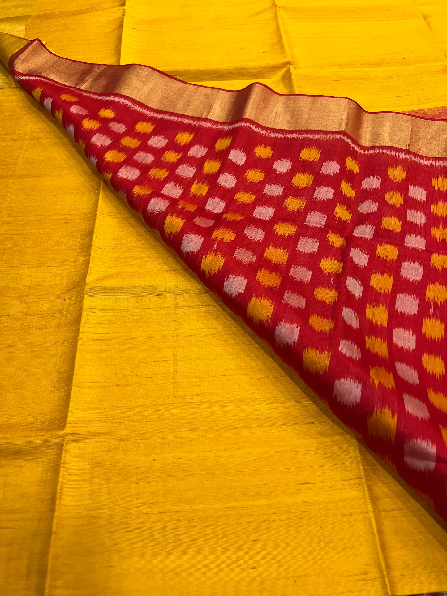 Mango yellow raw silk saree