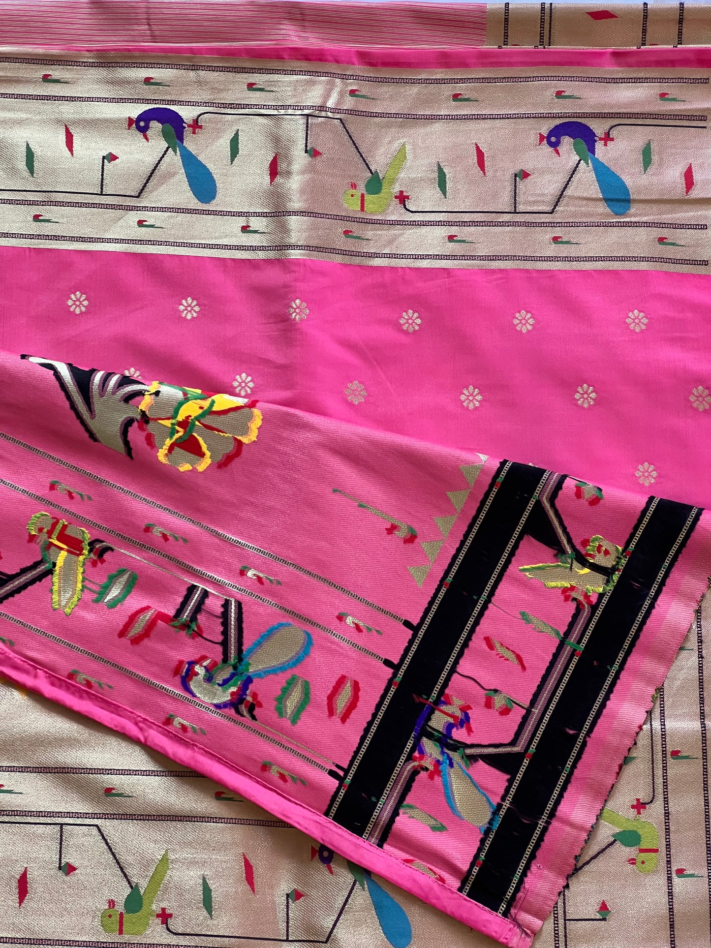 Baby pink semi Paithani silk saree