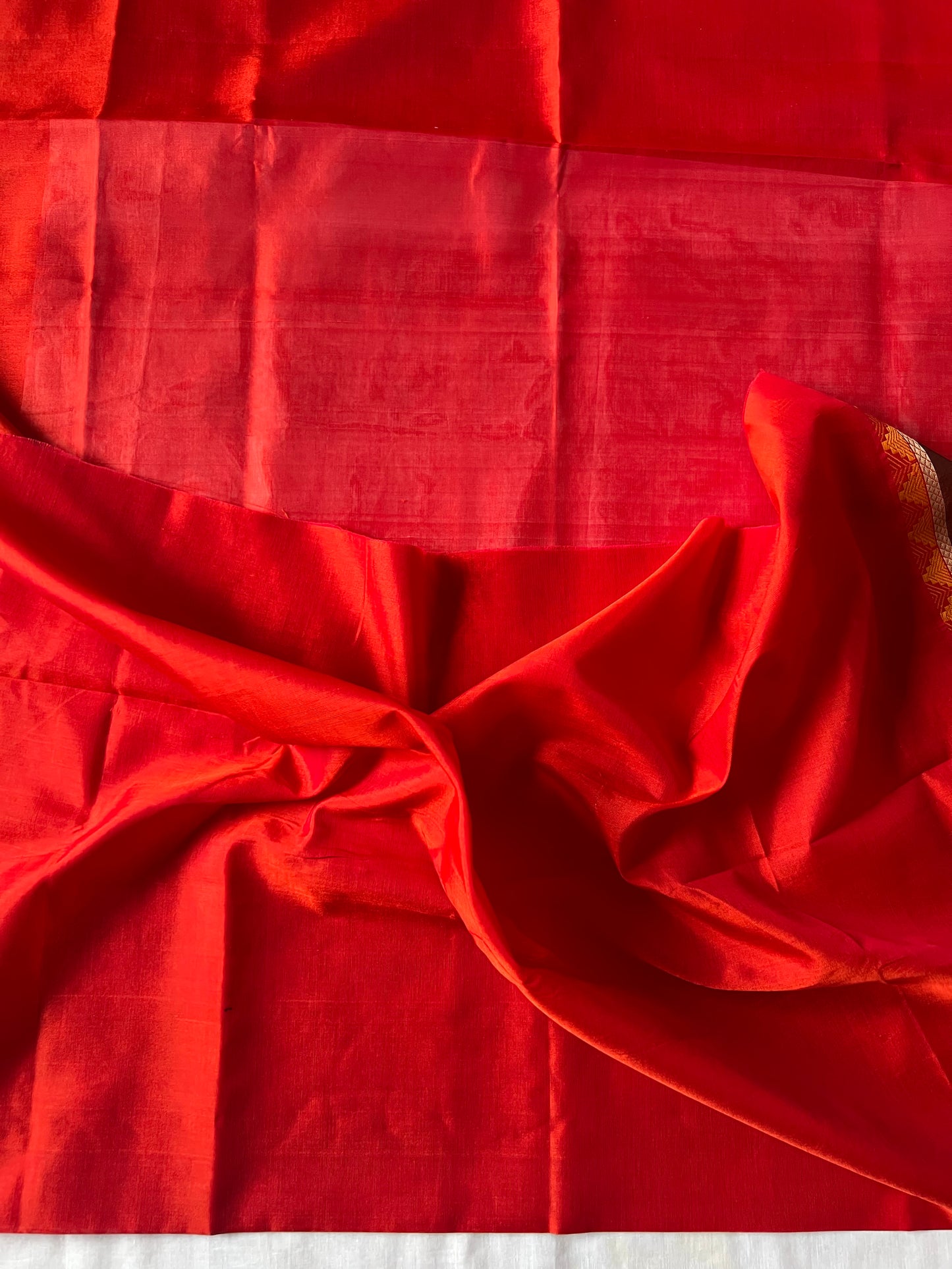 Thread work Silk Cotton saree - Red