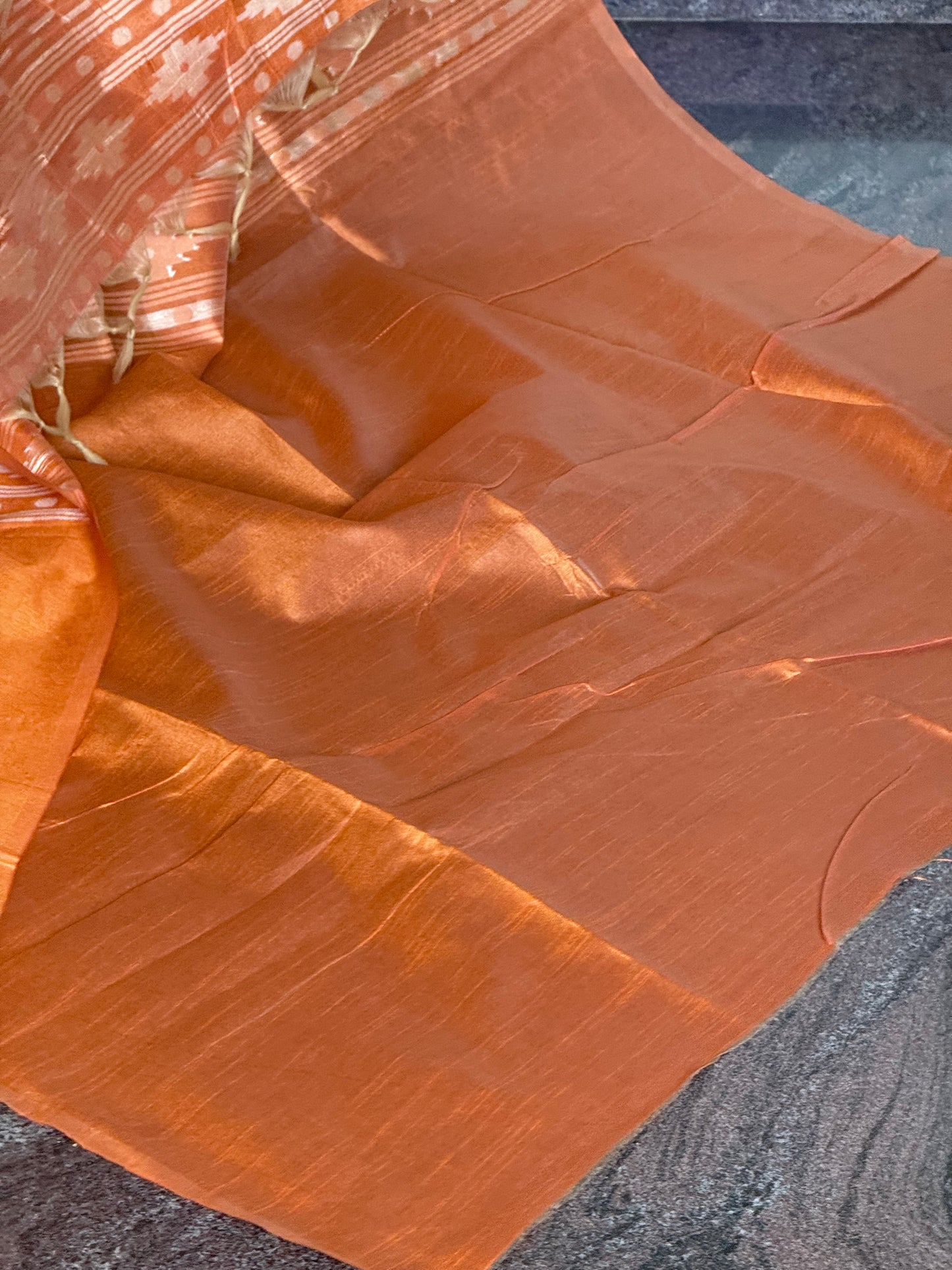 Orange semi tussar saree