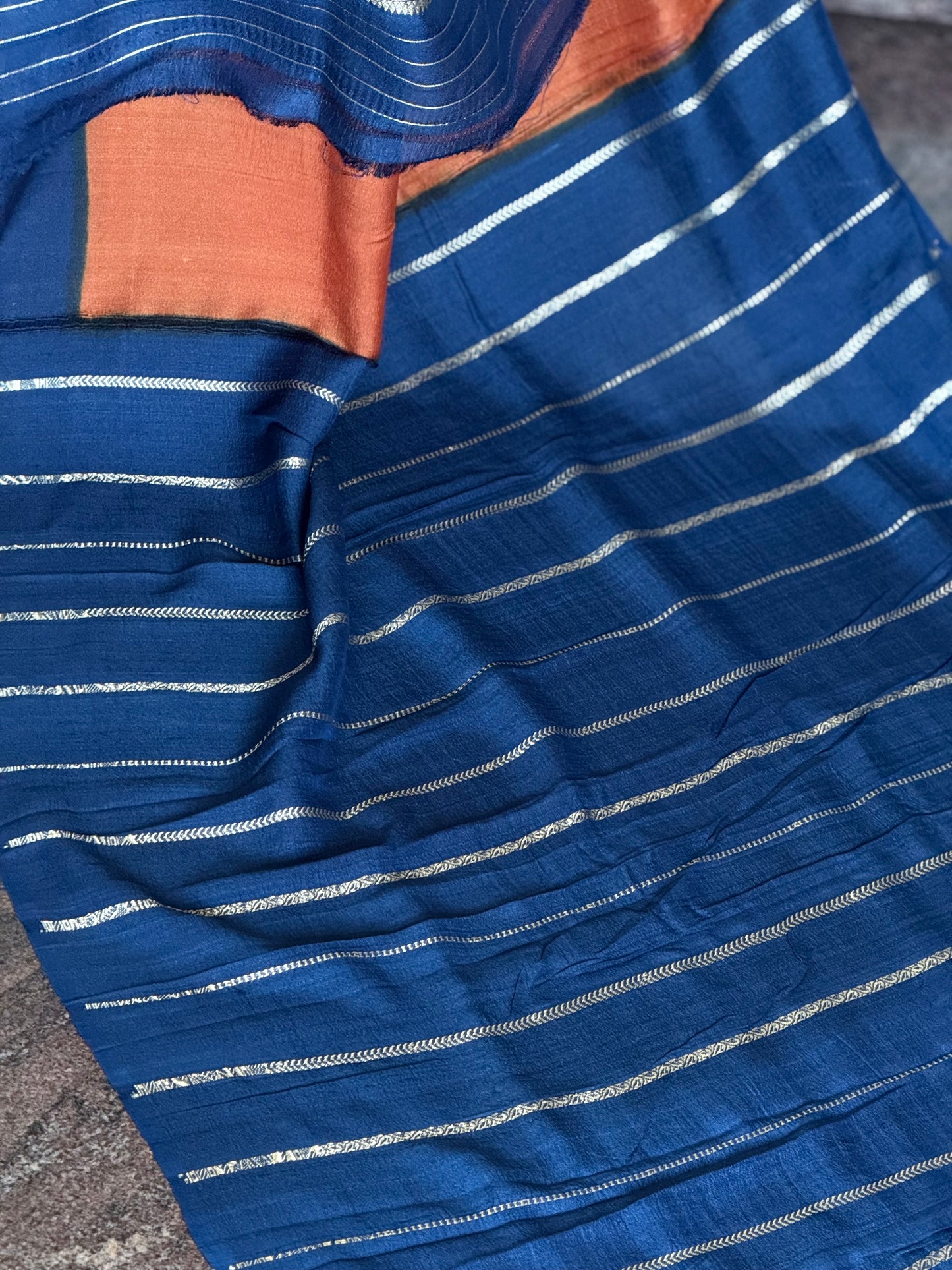 Pure banaras tussar silk saree rust orange