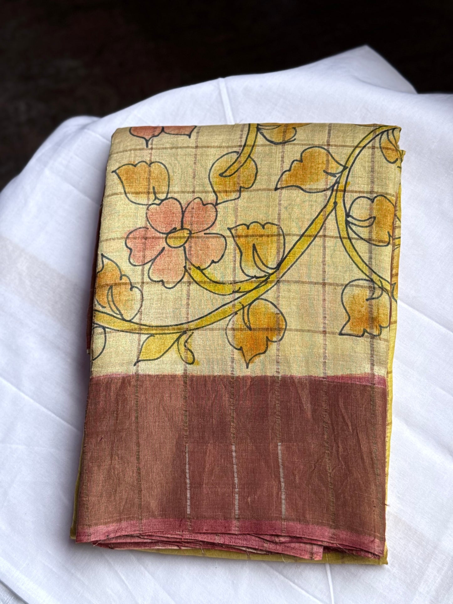 Hand Painted Tussar Silk saree