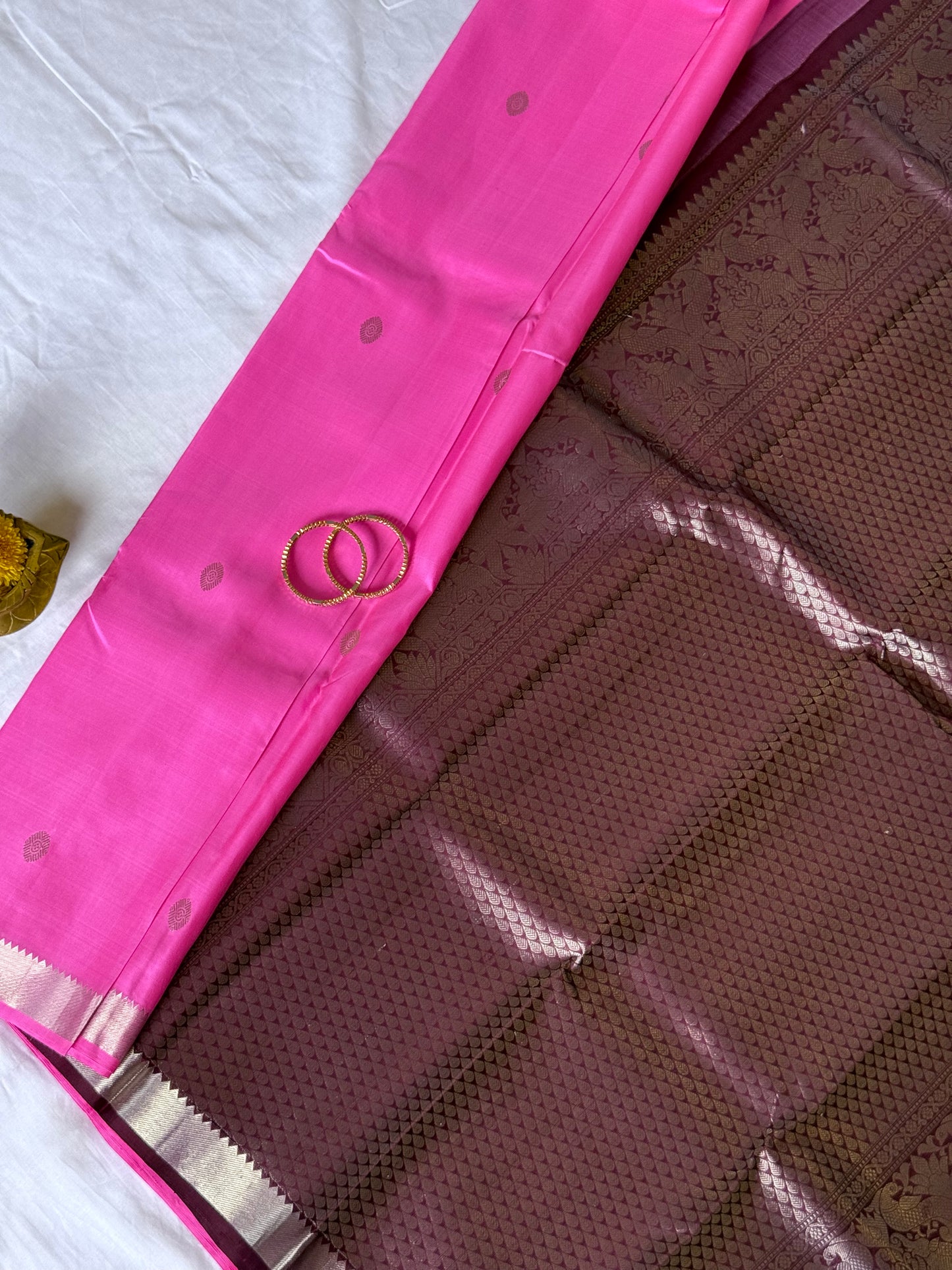 Bright Pink Pure Kanjivaram Silk