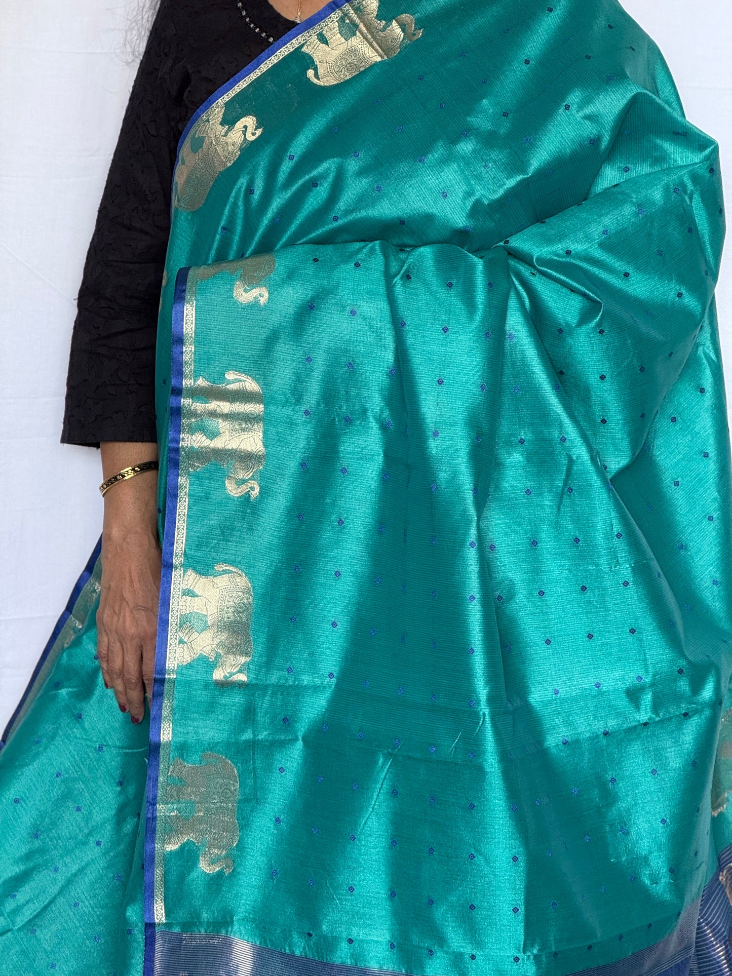 Blue semi tussar saree