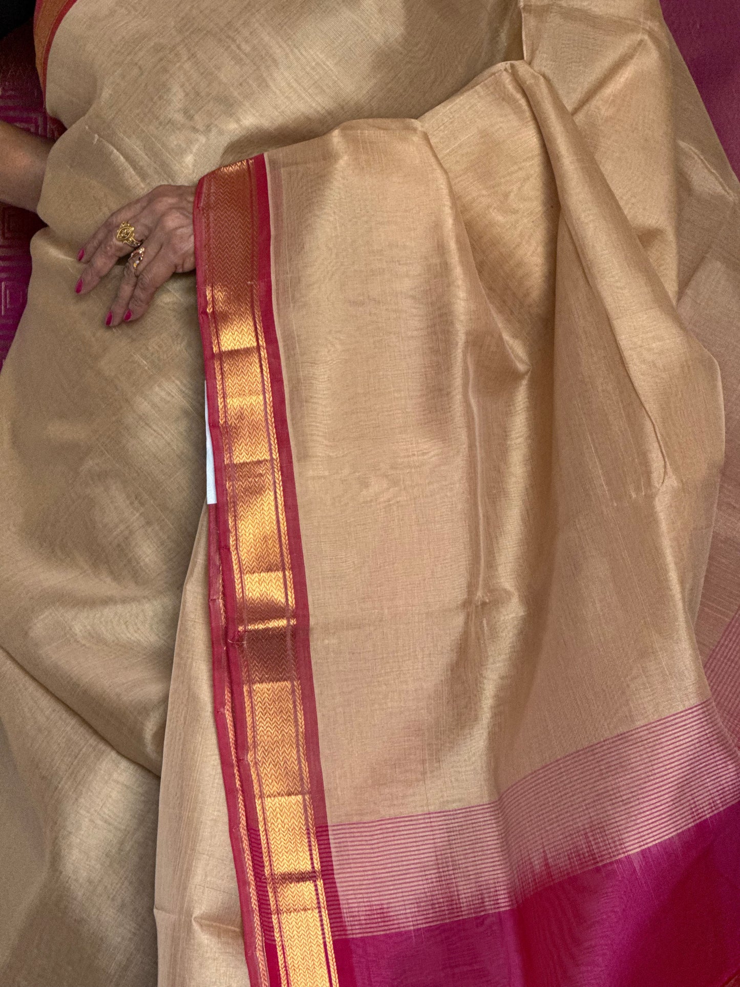 Beige silk saree