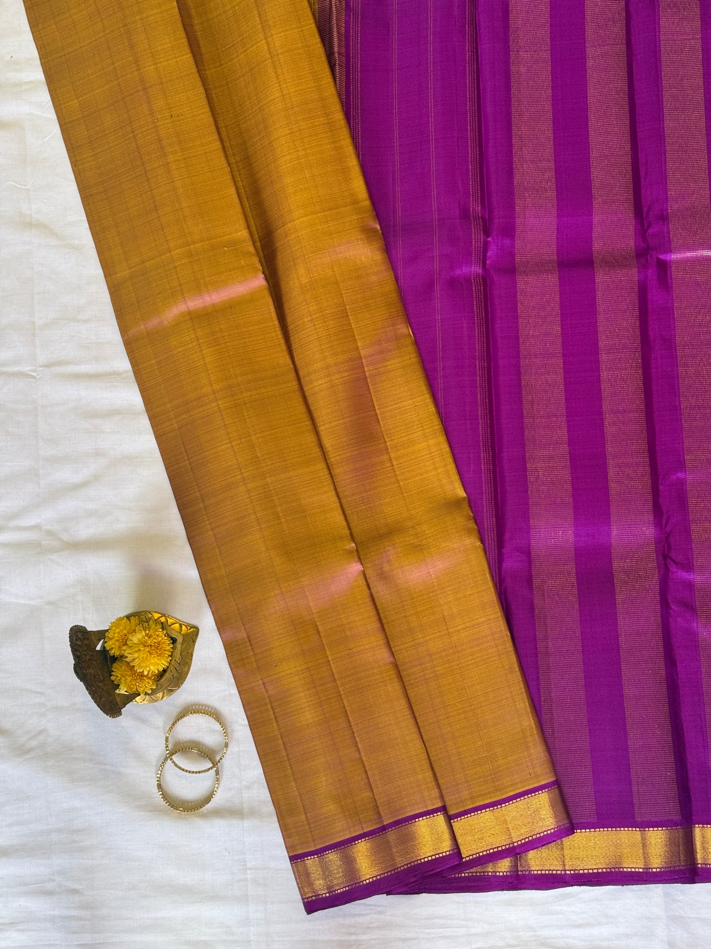 Mustard Kanjivaram Silk With Bavanji Border