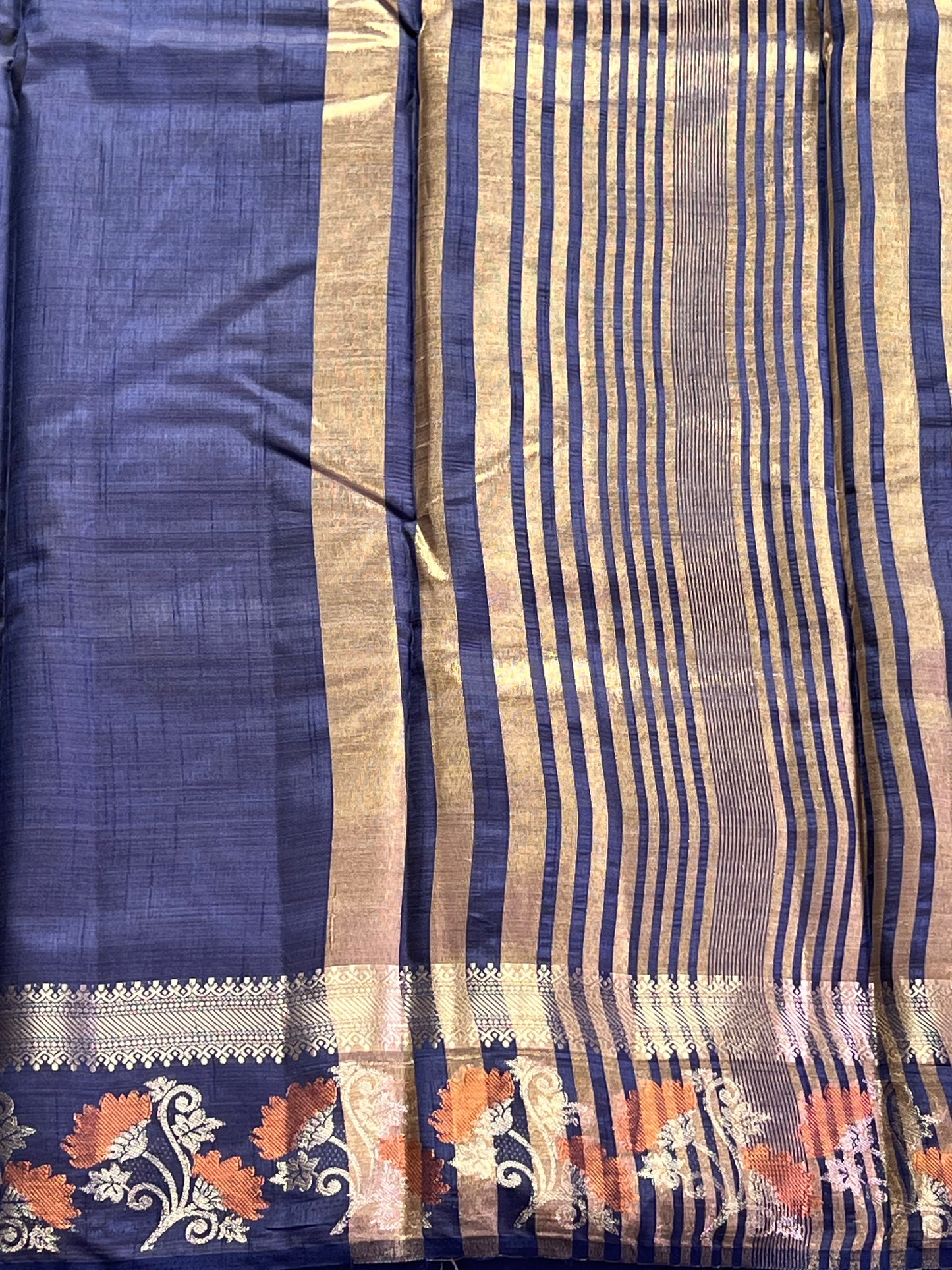 Dark blue semi silk cotton saree