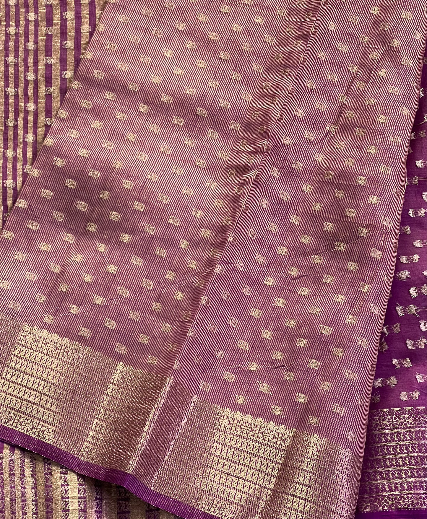 Purple festive semi silk cotton saree