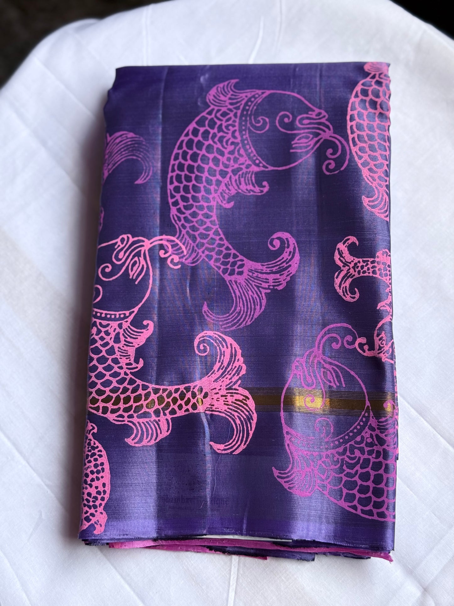 Soft Silk saree - Fish Block Print