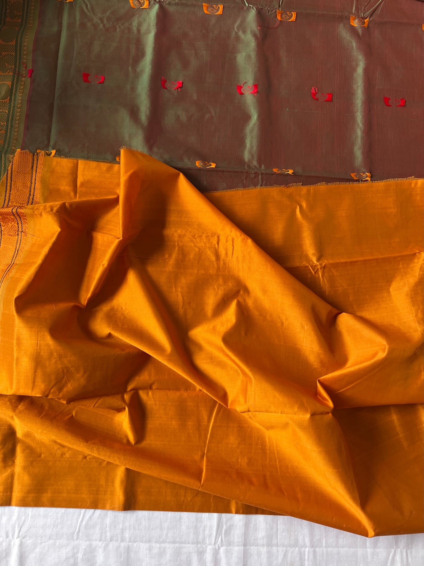 Semi Silk Cotton saree - Green