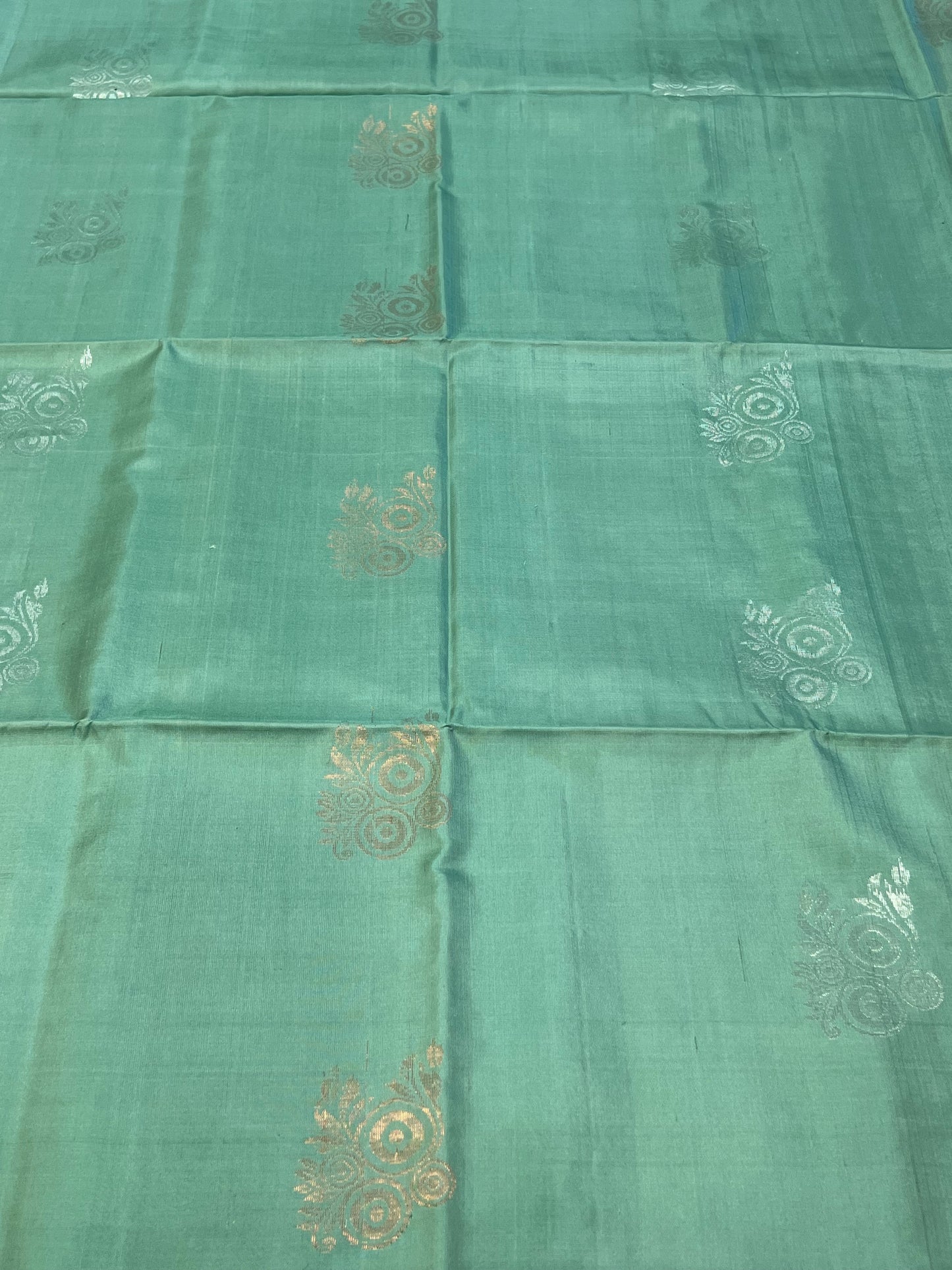 Teal soft silk saree