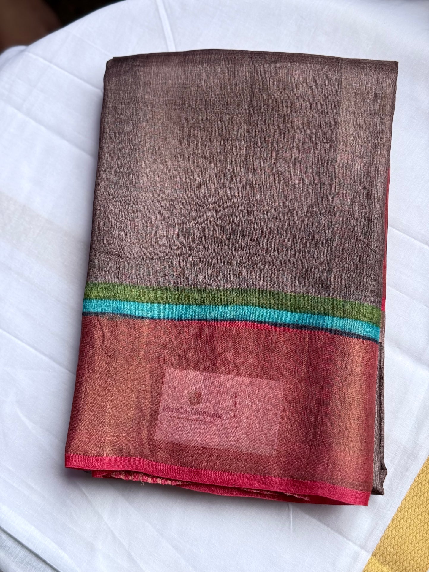 Printed Tussar saree - Brown