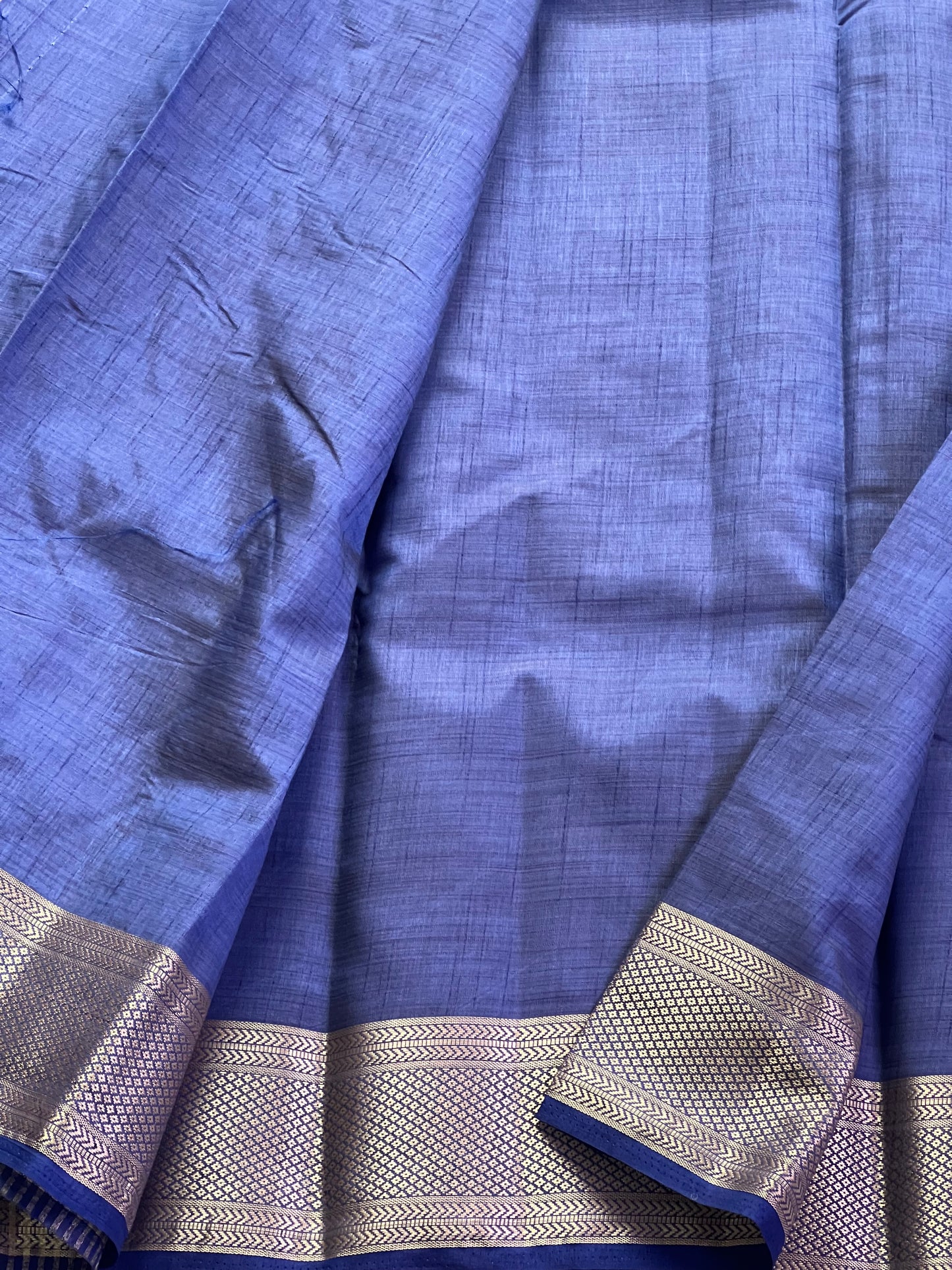 Plain Dark Blue Semi silk cotton saree